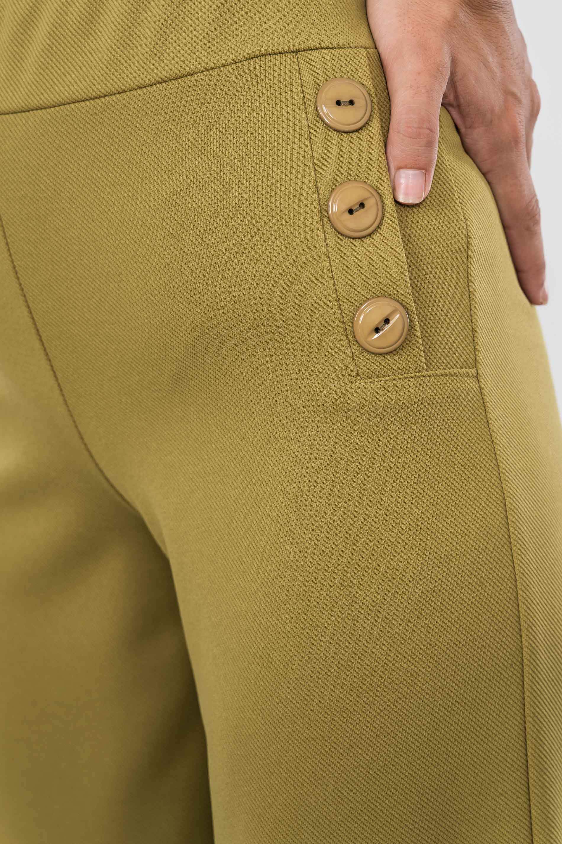 PANTALON ANCHO BOTONES OLIVA