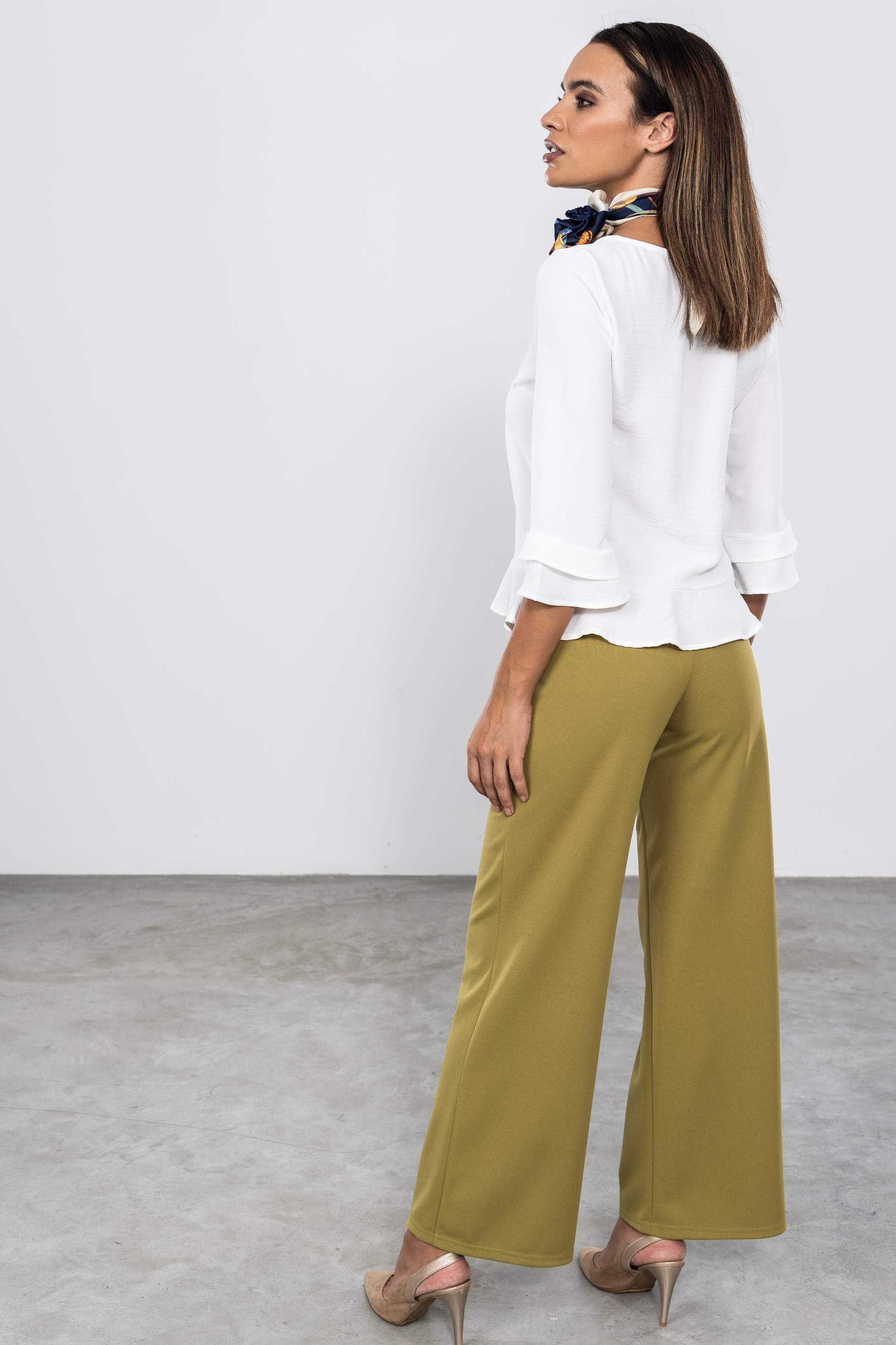 PANTALON ANCHO BOTONES OLIVA