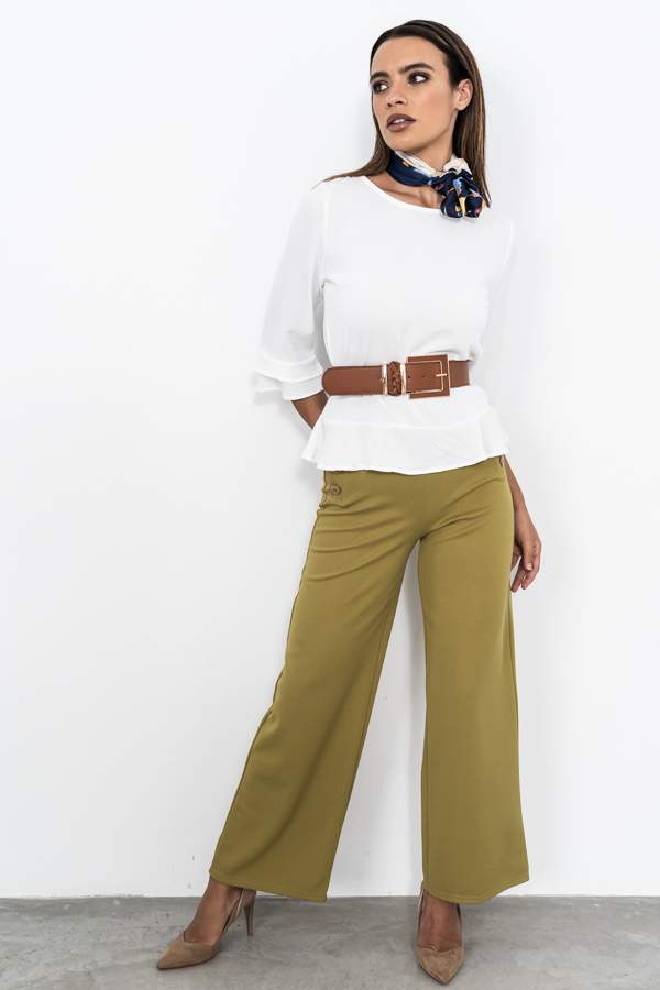 PANTALON ANCHO BOTONES OLIVA