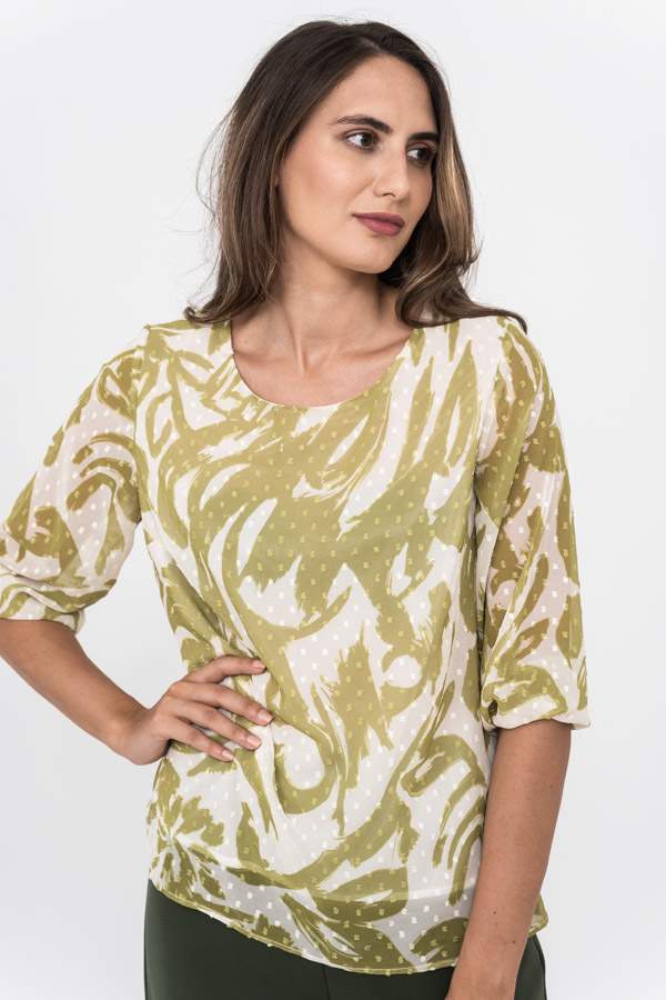 BLUSA PLUMETI PINCELADAS OLIVA