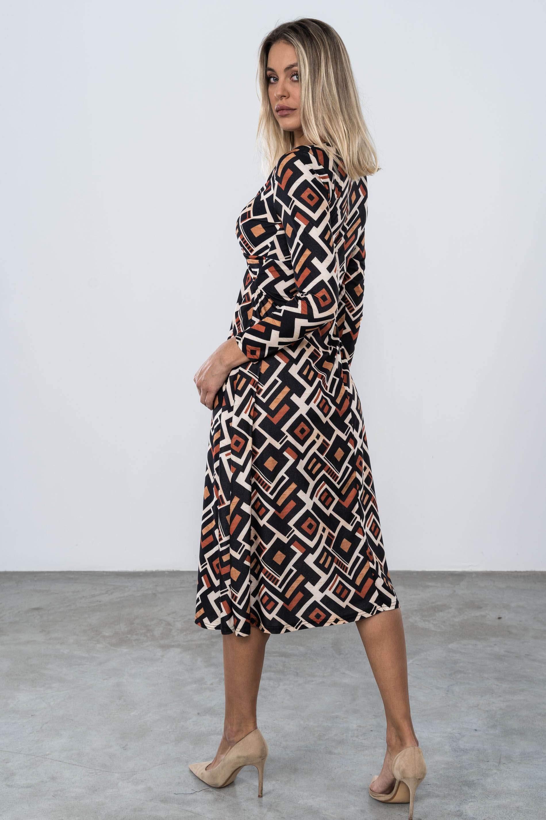 VESTIDO NUDO ESTAMPADO GEOMETRICO