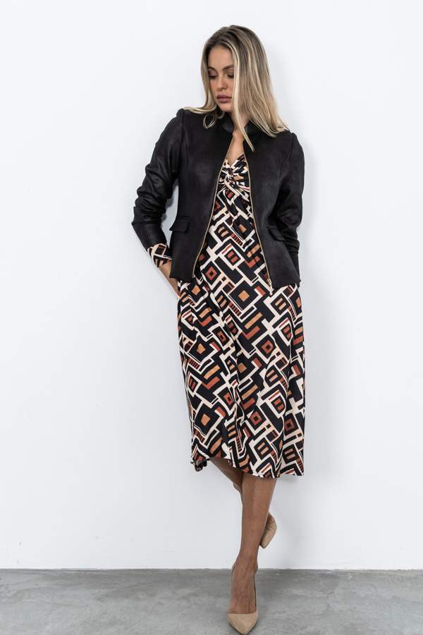 VESTIDO NUDO ESTAMPADO GEOMETRICO