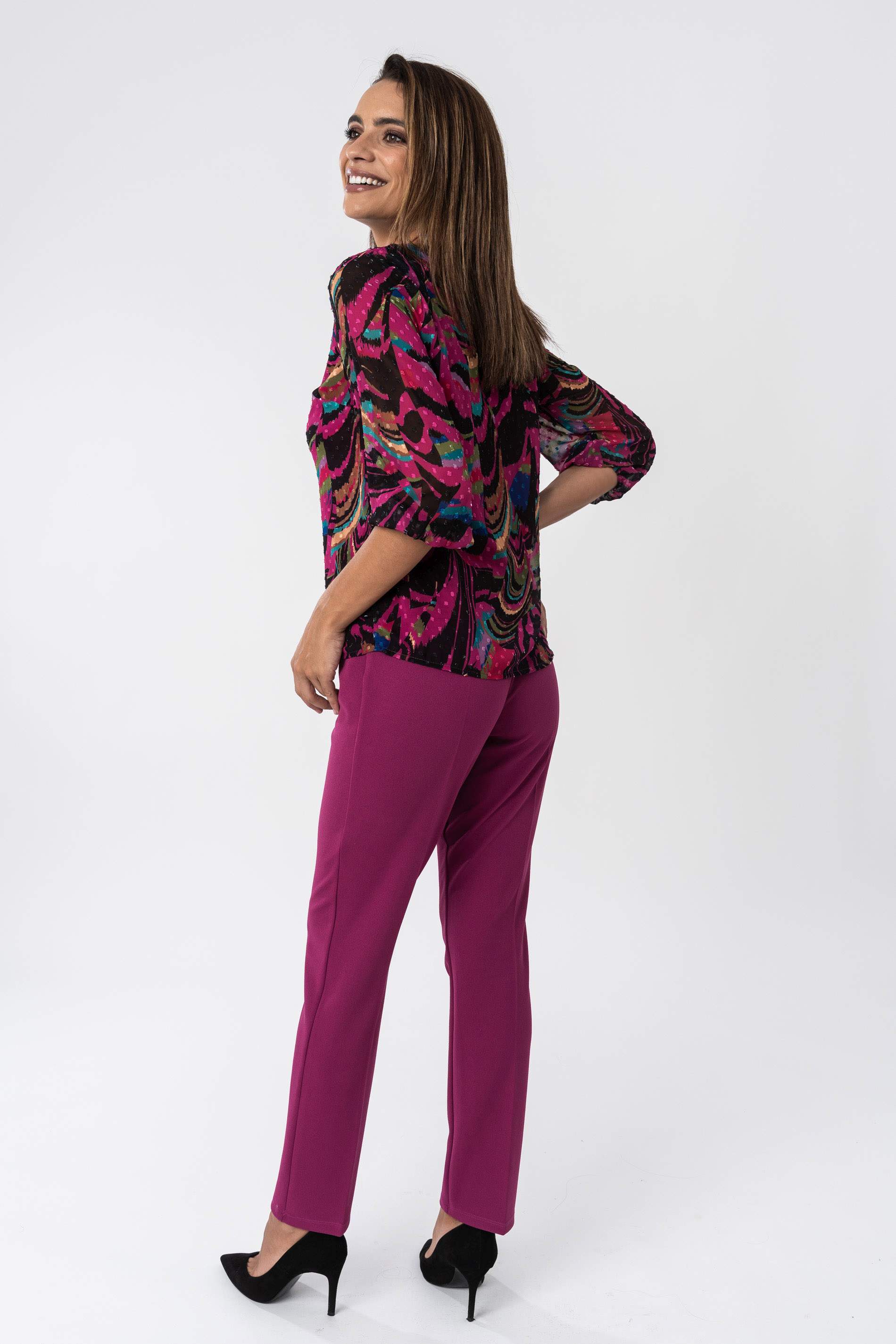PANTALON CINTURA ELASTICA GUINDA