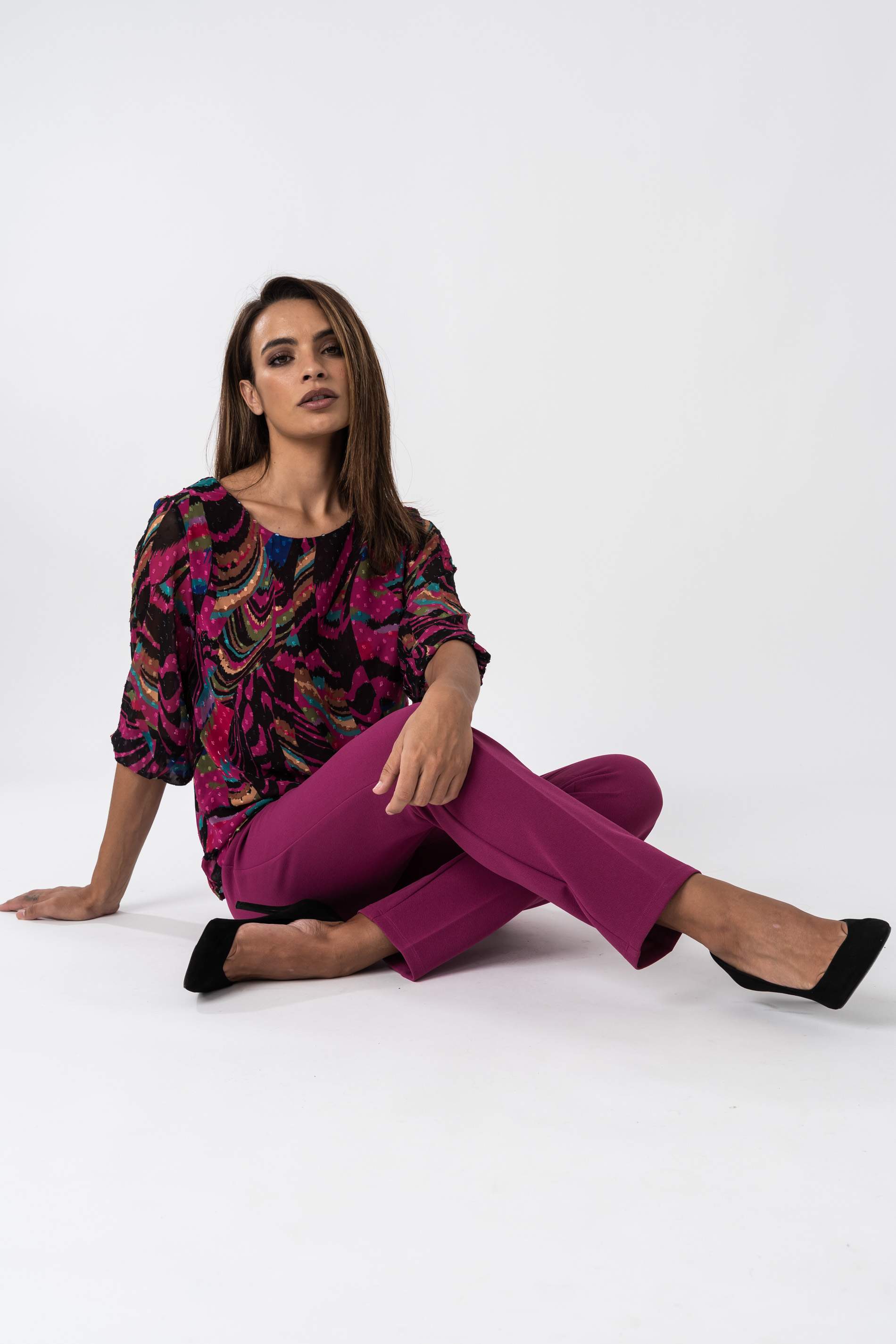 PANTALON CINTURA ELASTICA GUINDA