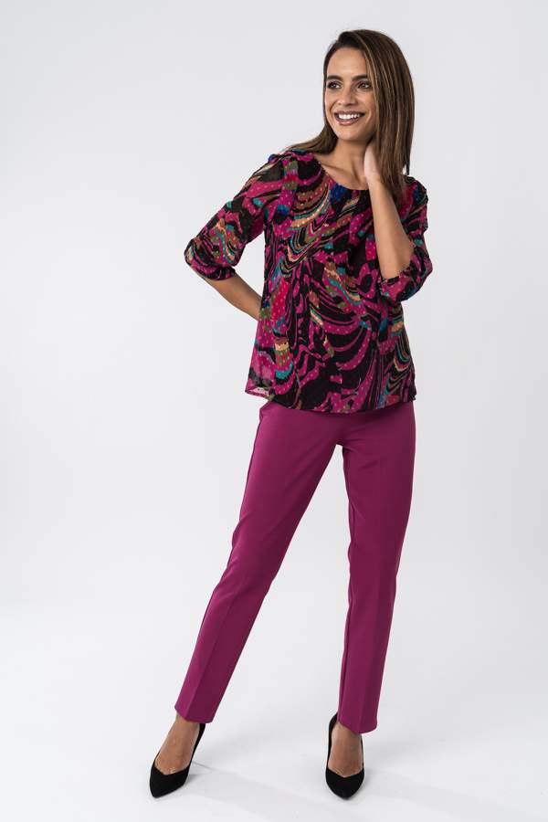 PANTALON CINTURA ELASTICA GUINDA