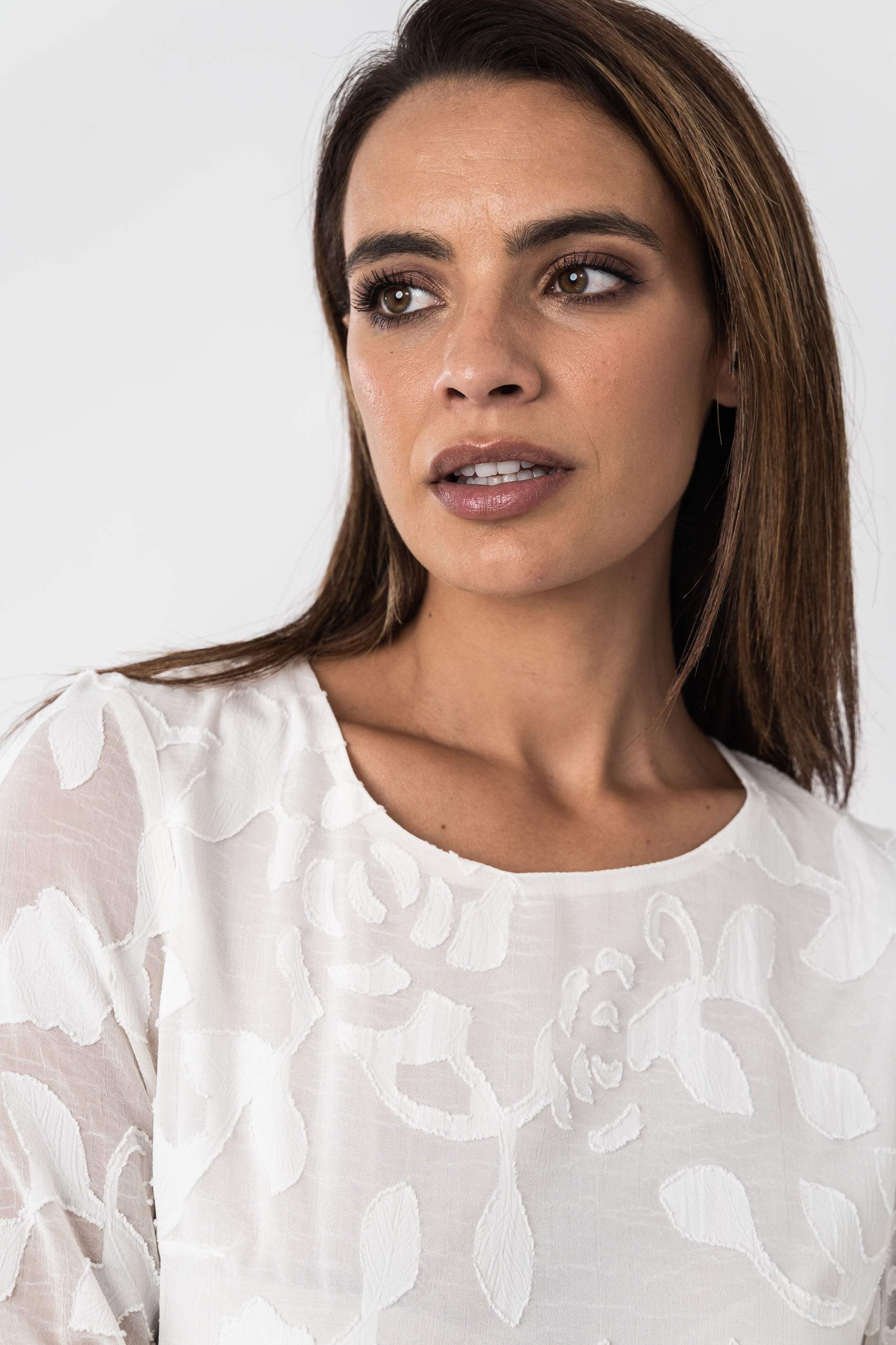 BLUSA GASA JACQUARD CRUDO