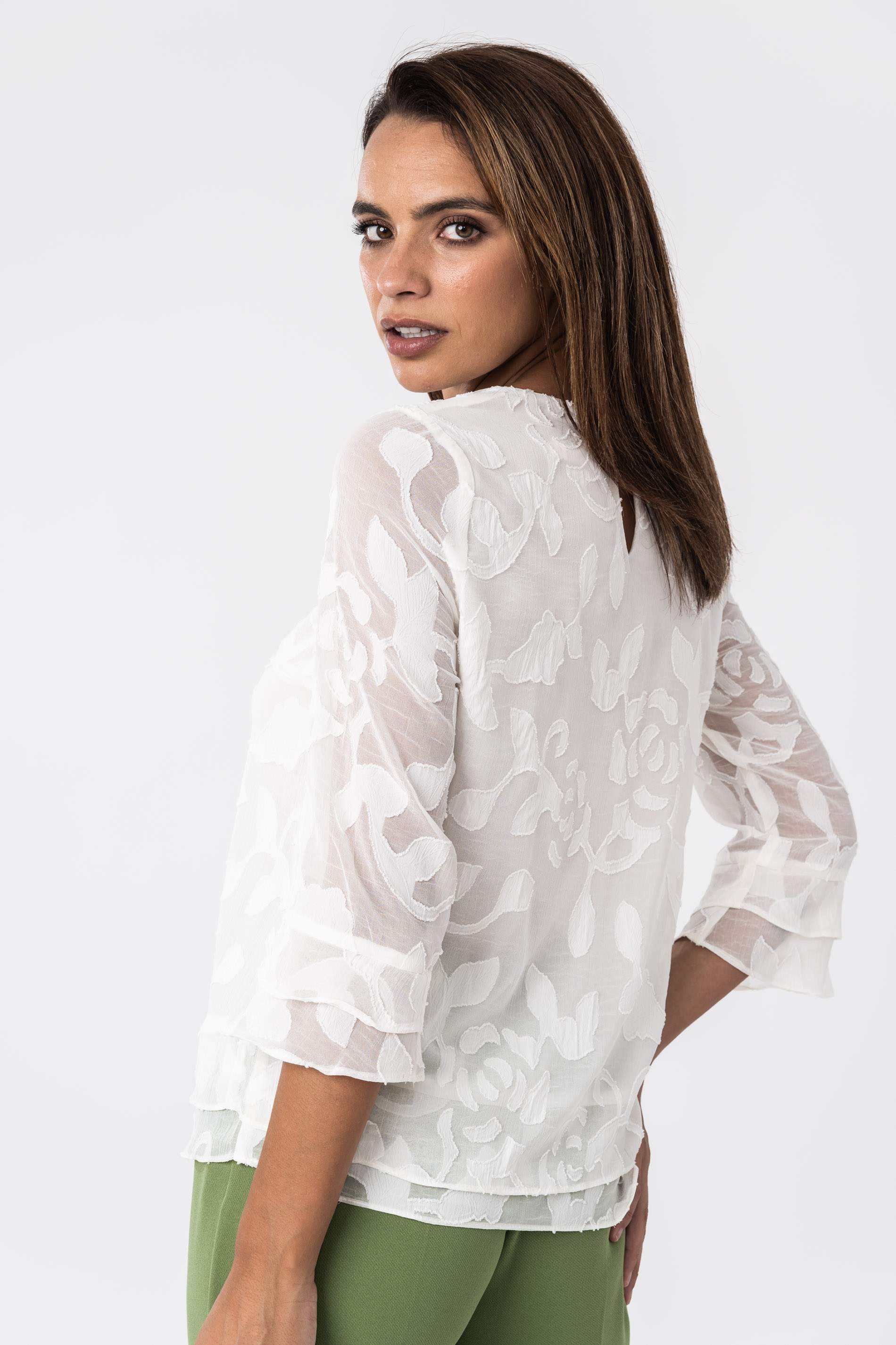 BLUSA GASA JACQUARD CRUDO