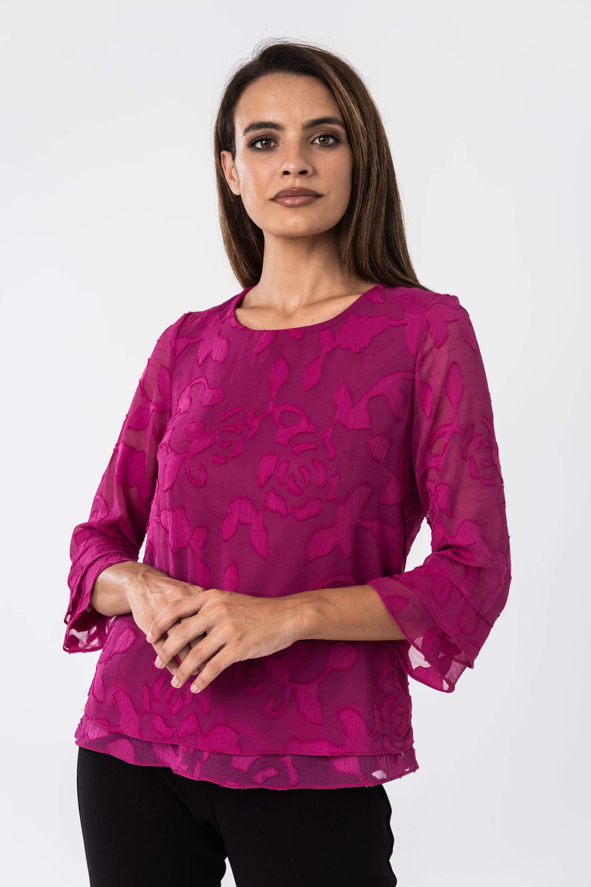 BLUSA GASA JACQUARD BUGANVILLA