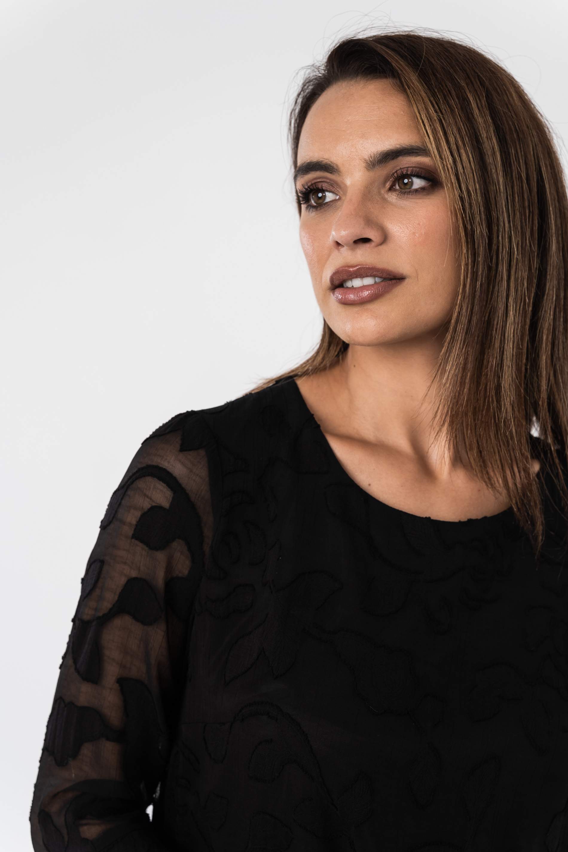 BLUSA GASA JACQUARD NEGRO