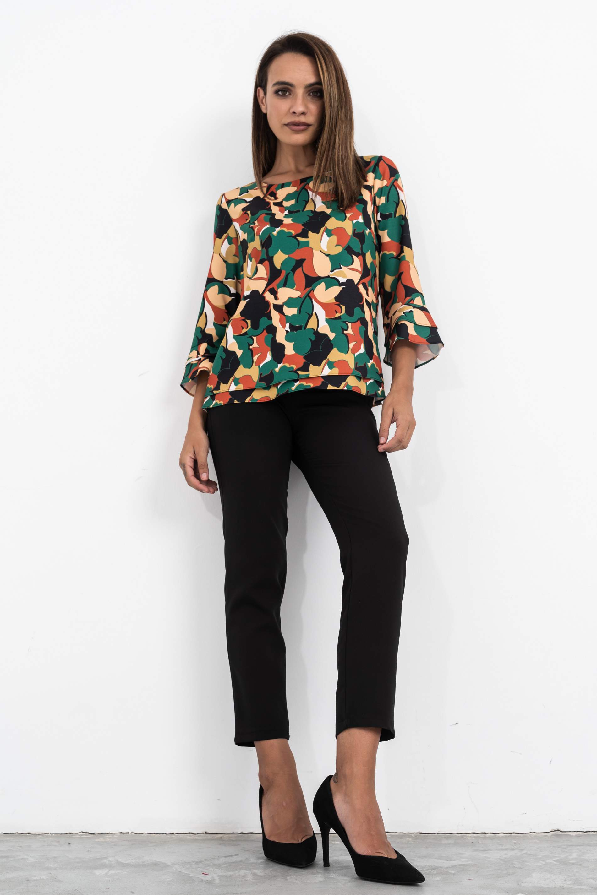 BLUSA DOBLE CAPA SILUETA FLOR