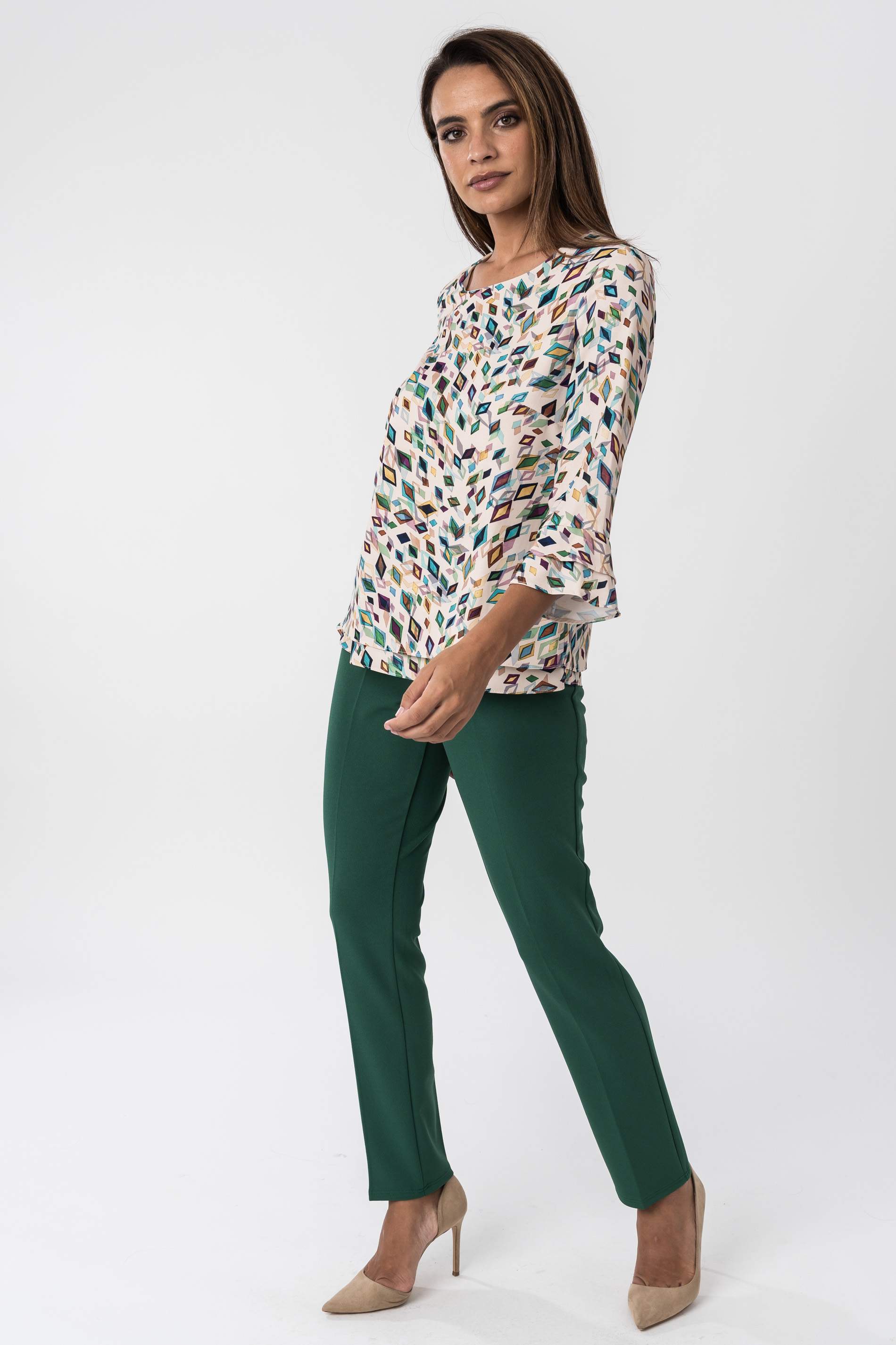 BLUSA DOBLE CAPA ROMBOS COLOR 