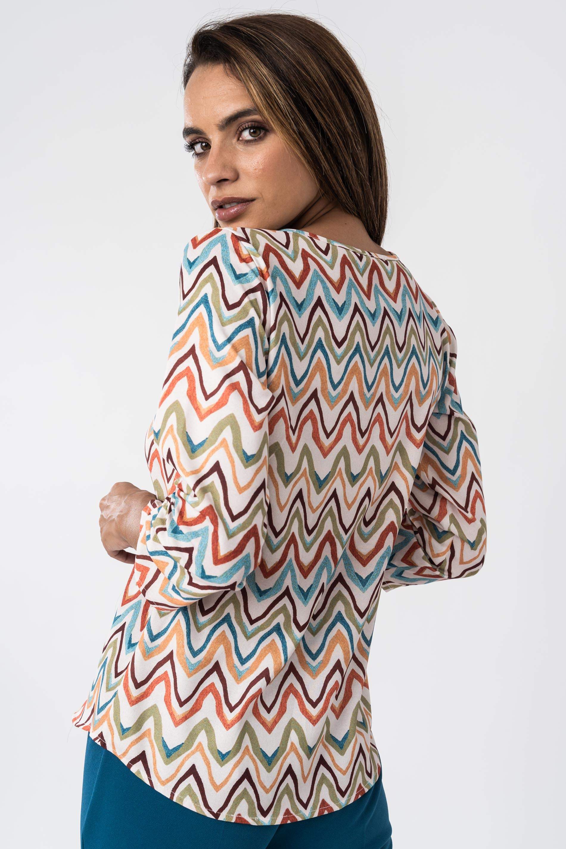 BLUSA PUÑO FRUNCIDO ZIG-ZAG