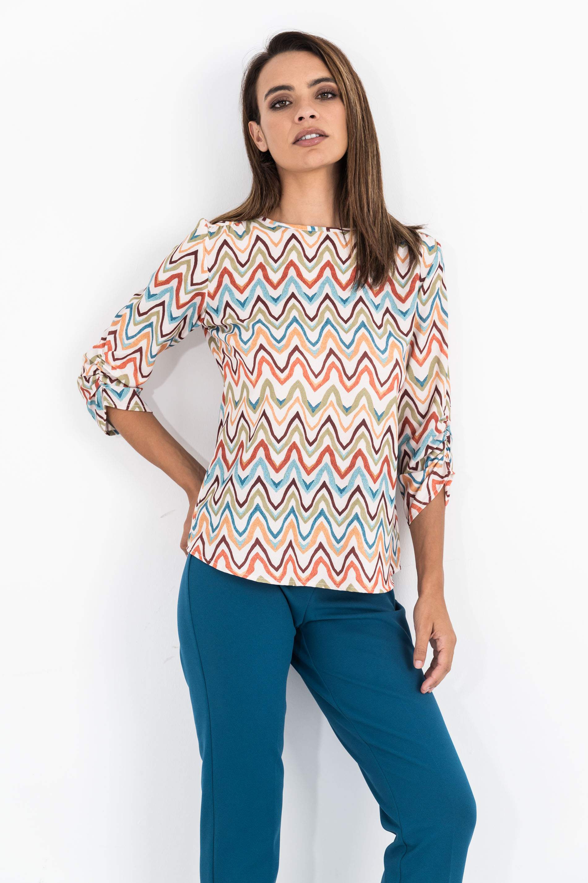 BLUSA PUÑO FRUNCIDO ZIG-ZAG