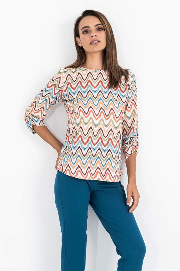 BLUSA PUÑO FRUNCIDO ZIG-ZAG