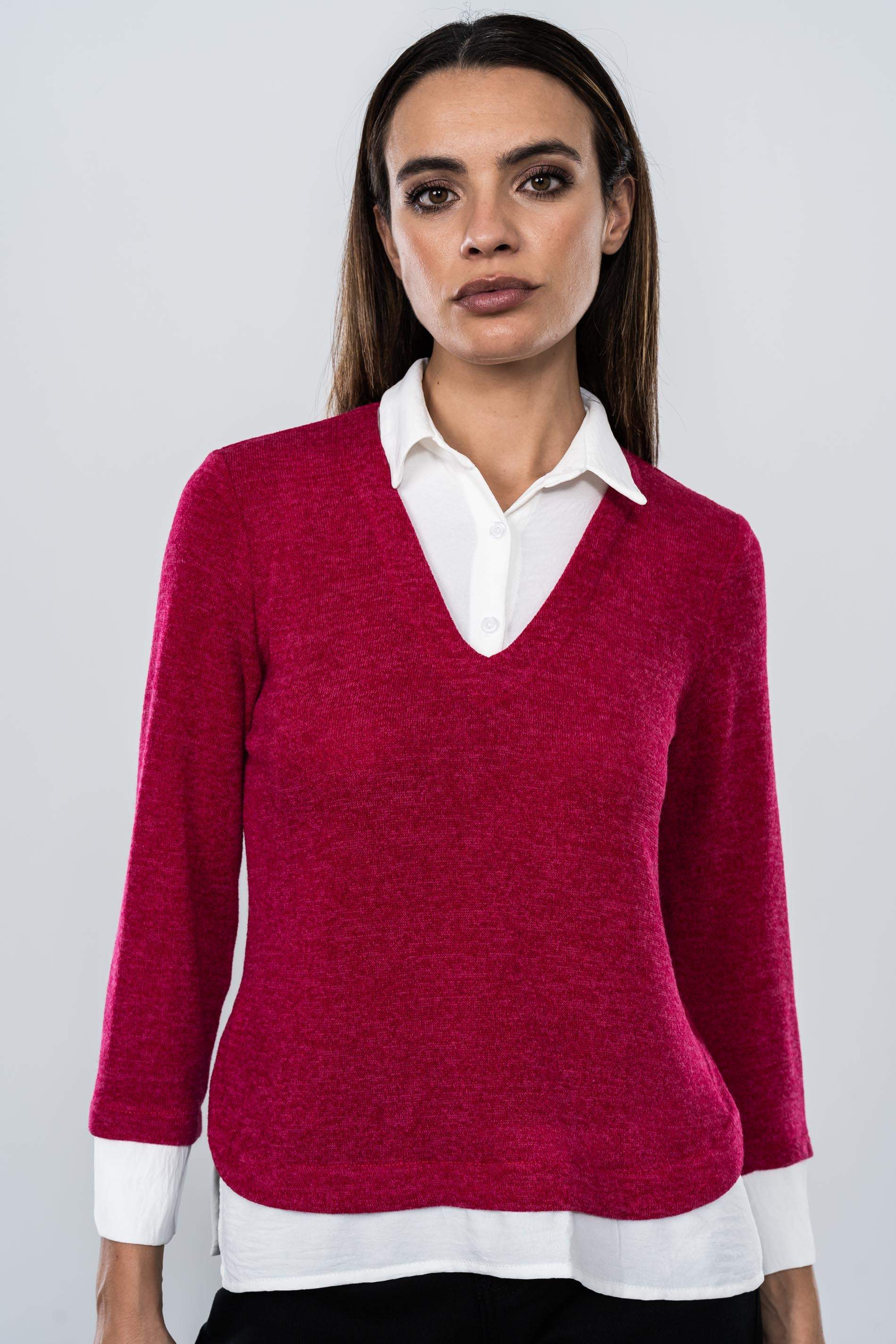 JERSEY COMBINADO CAMISERO FRESA