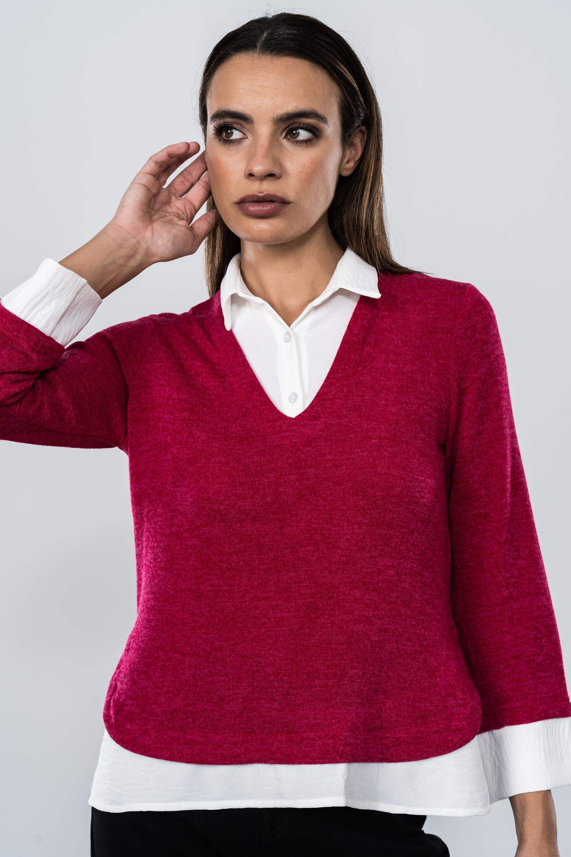JERSEY COMBINADO CAMISERO FRESA