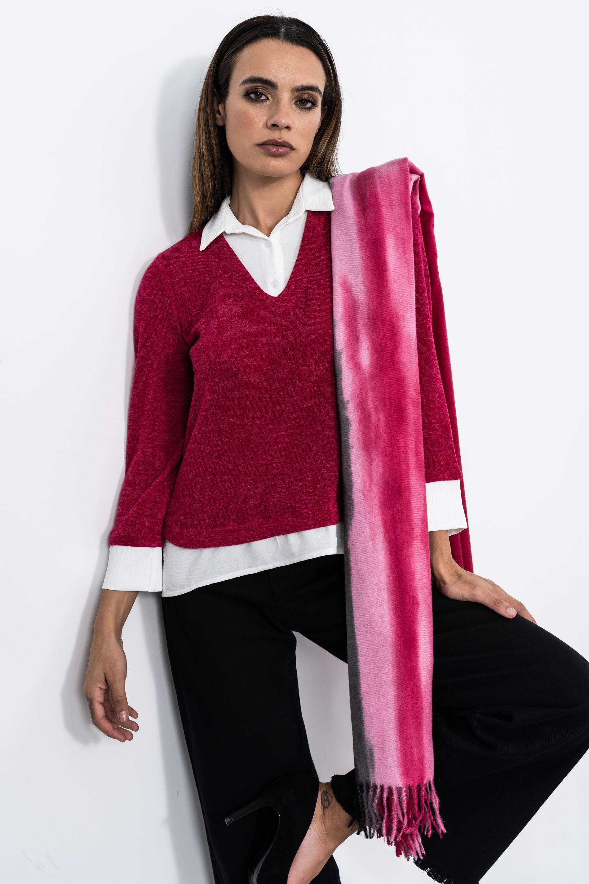 JERSEY COMBINADO CAMISERO FRESA