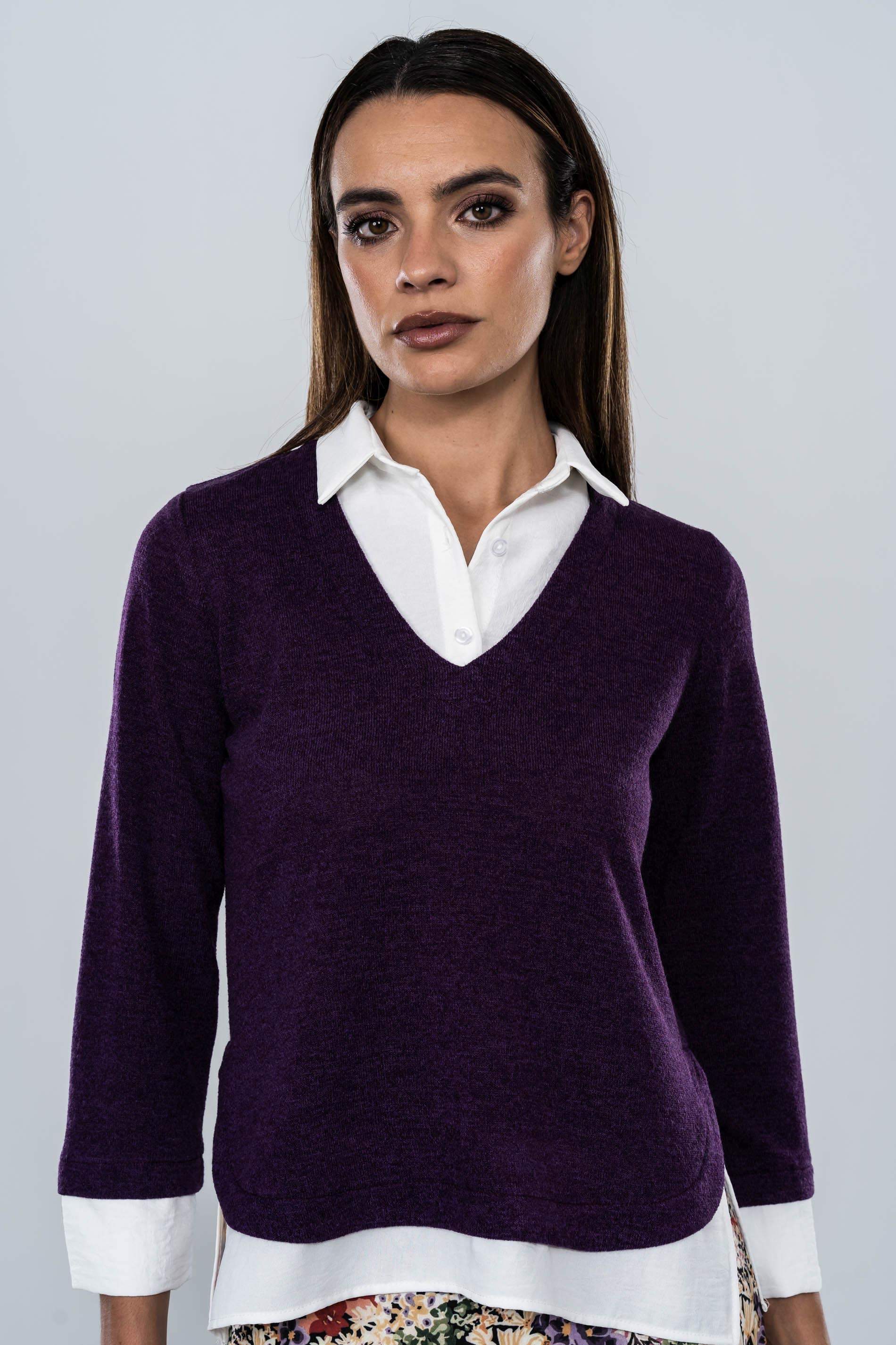 JERSEY COMBINADO CAMISERO MORADO