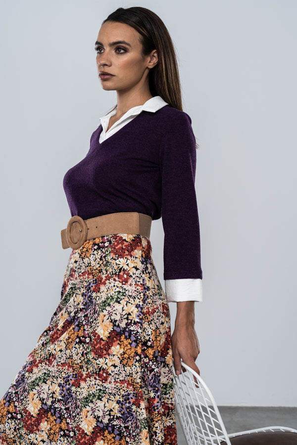 JERSEY COMBINADO CAMISERO MORADO