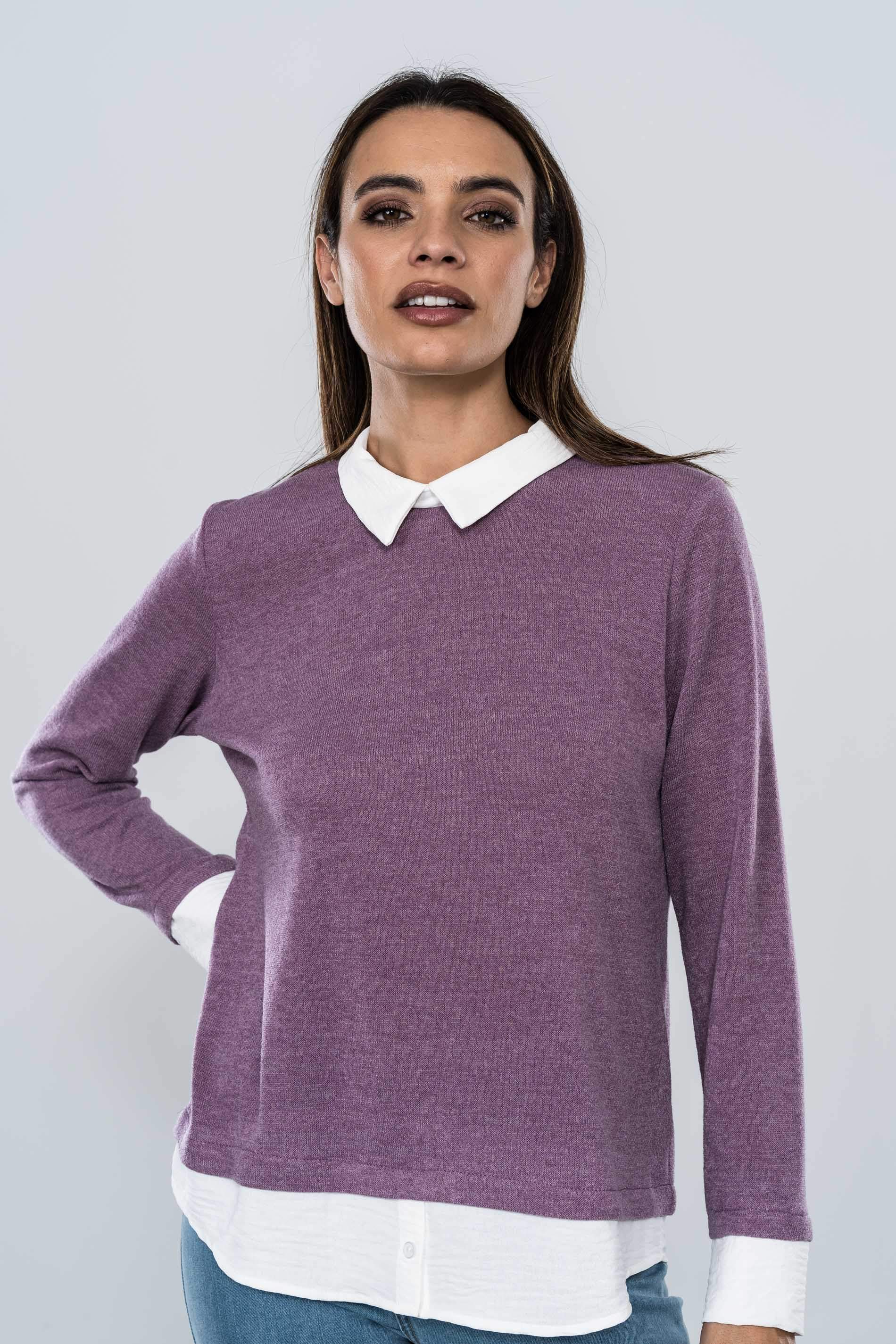 JERSEY CUELLO COMBINADO LILA