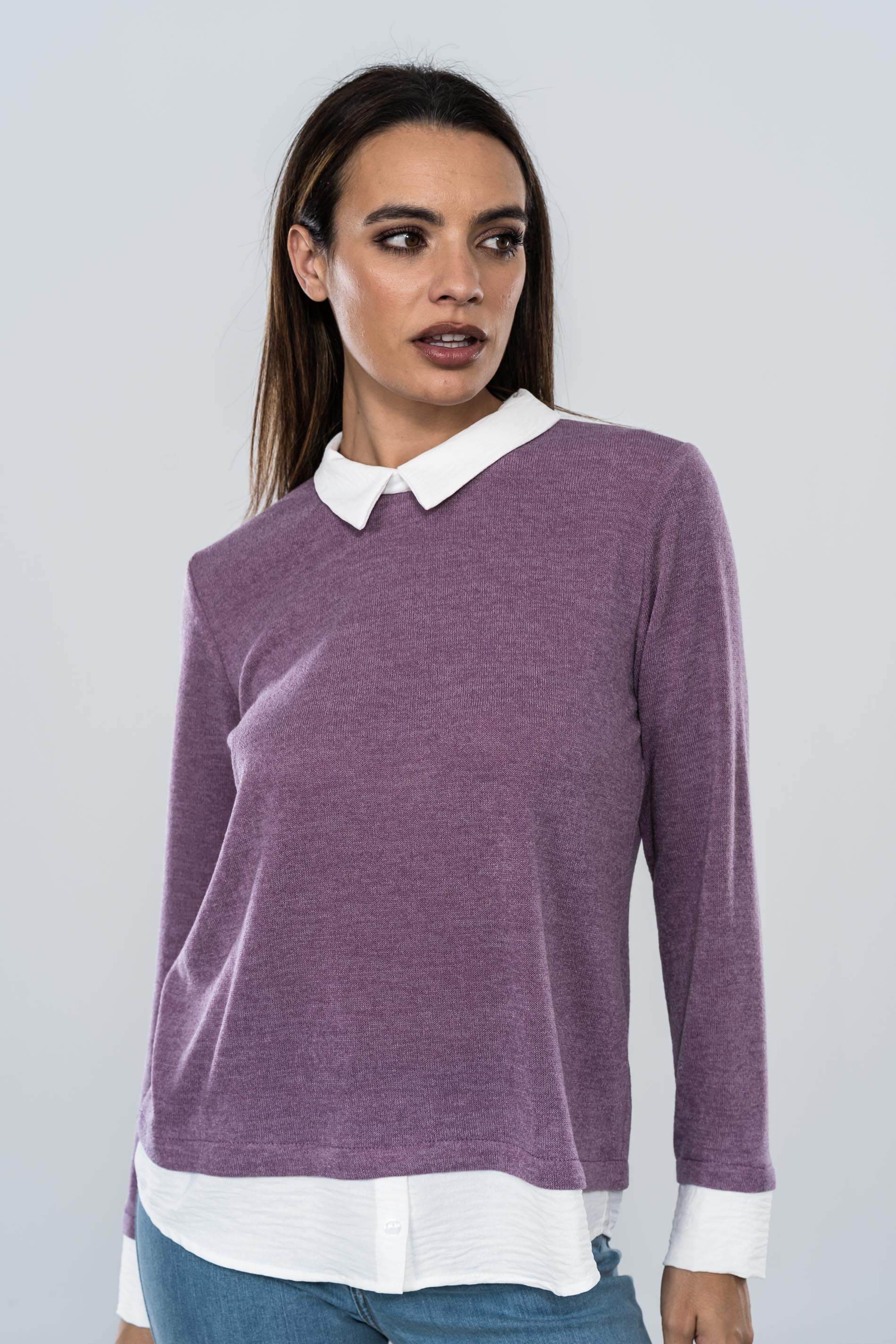 JERSEY CUELLO COMBINADO LILA