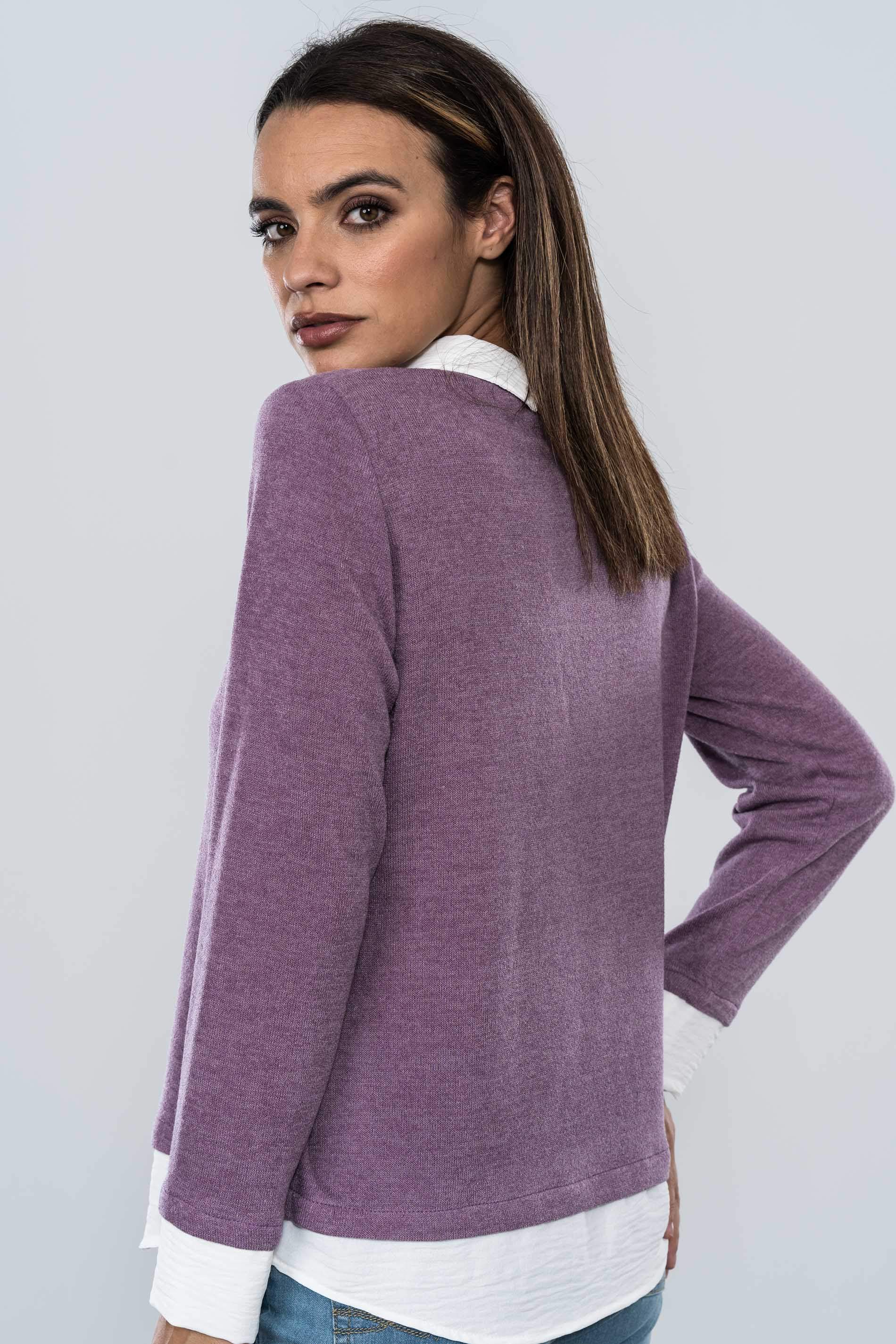 JERSEY CUELLO COMBINADO LILA