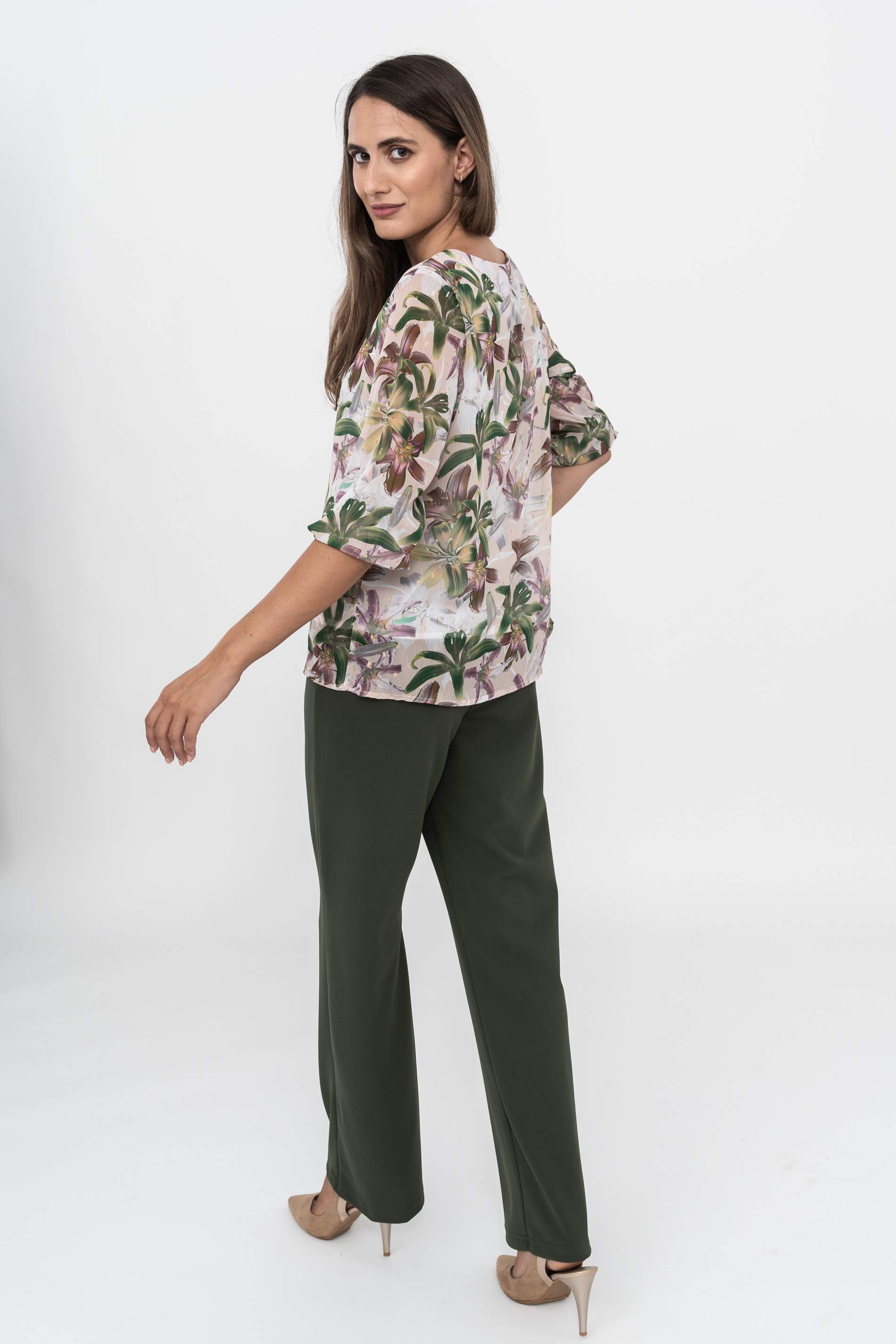 PANTALON PUNTO CREPE KAKI