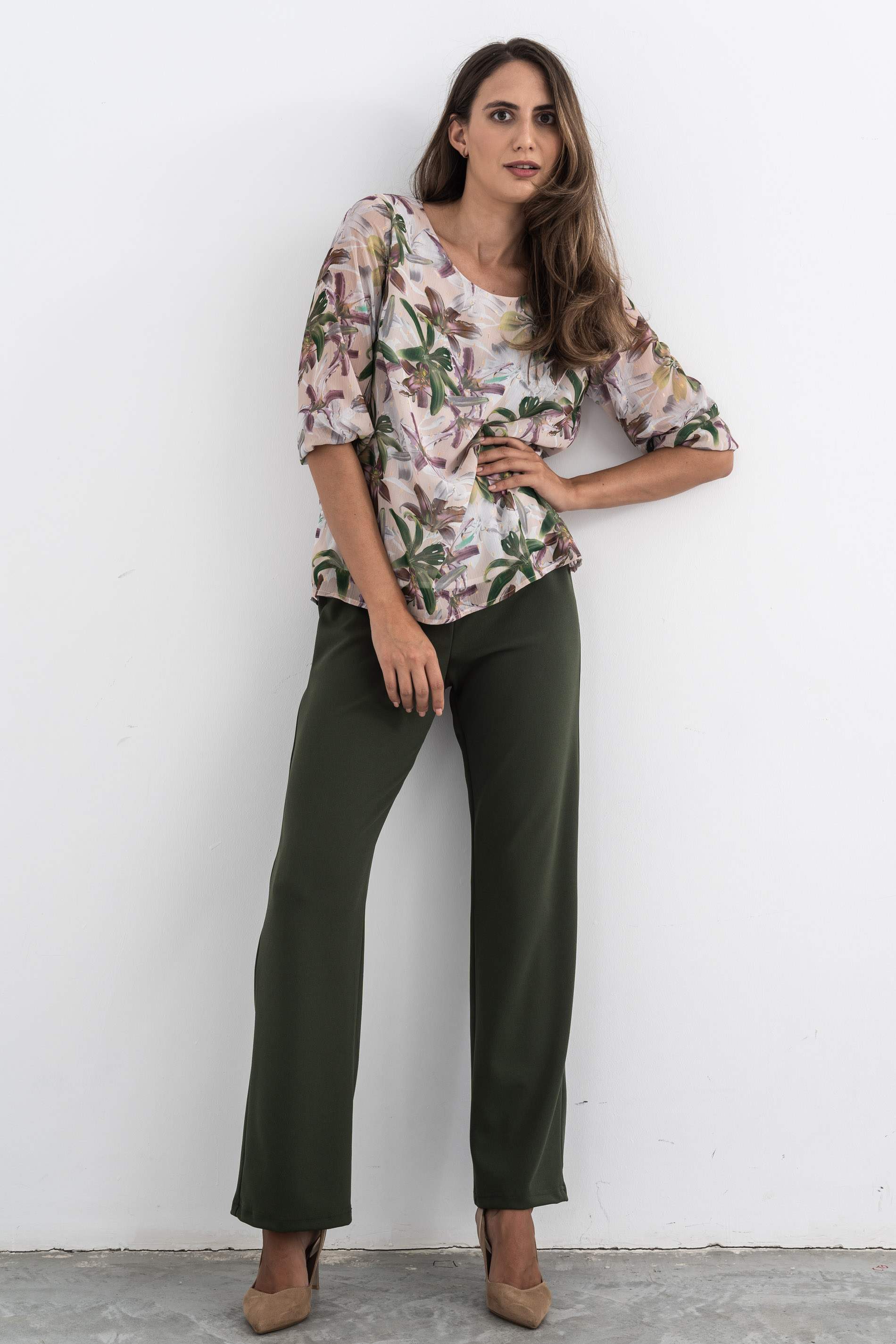 PANTALON PUNTO CREPE KAKI