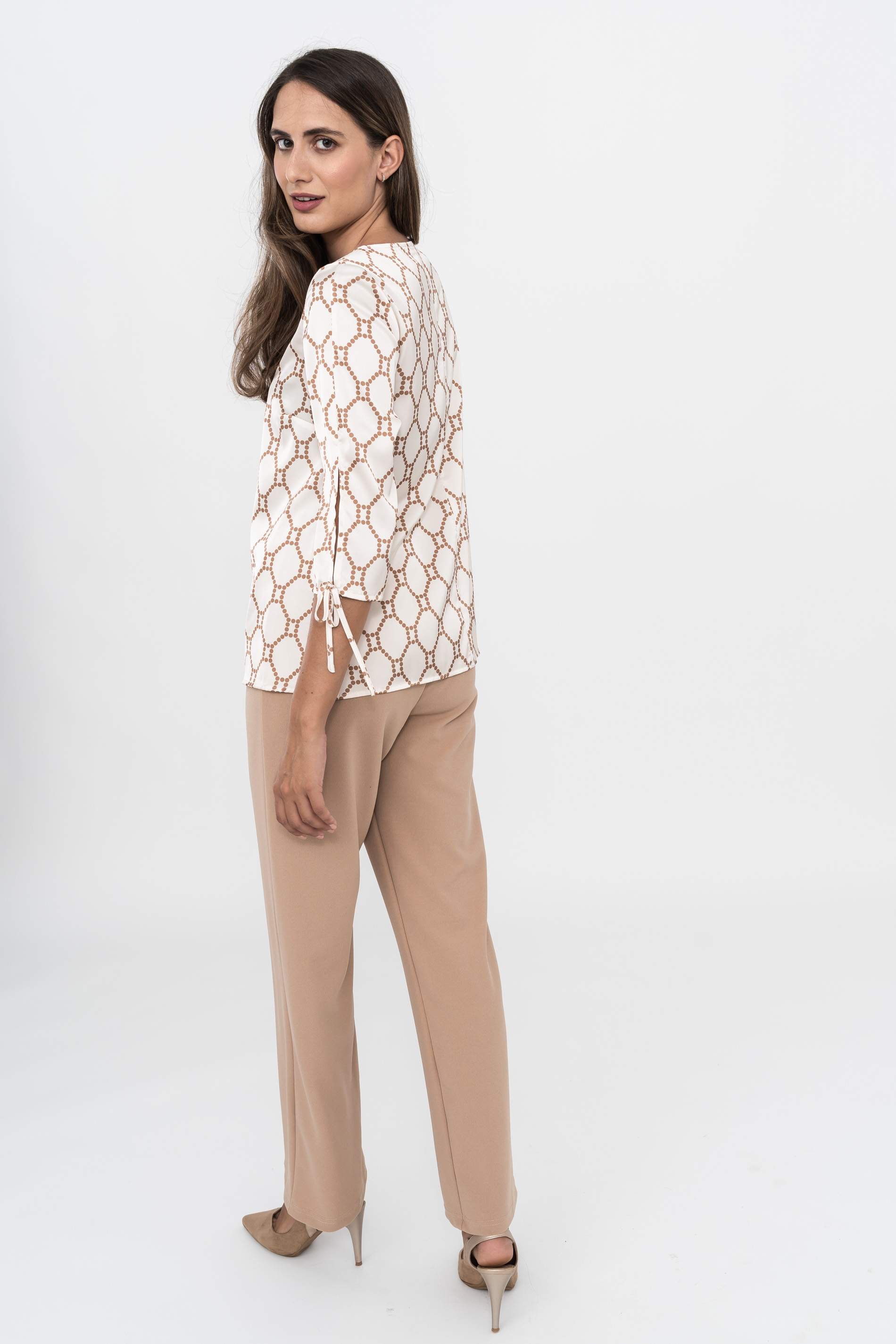 PANTALON PUNTO CREPE BEIGE