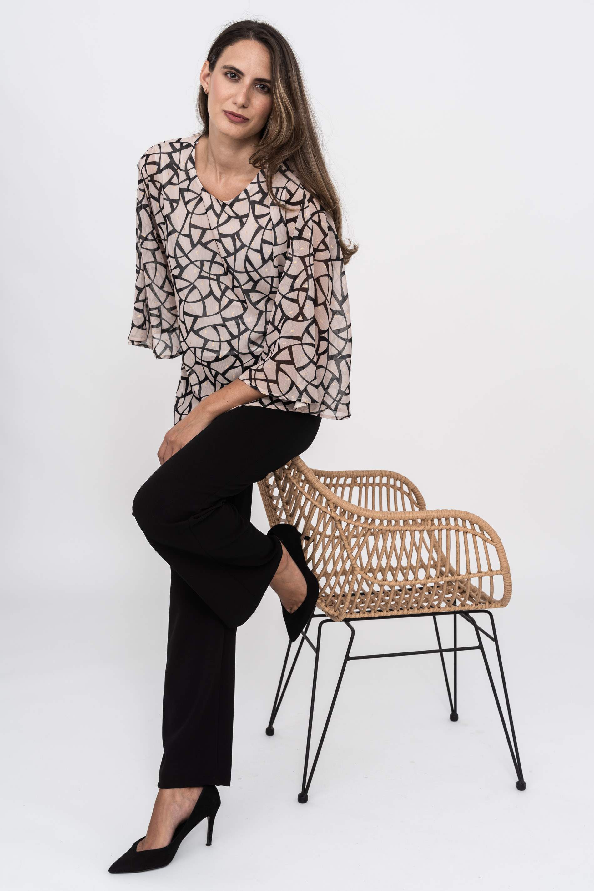 PANTALON PUNTO CREPE NEGRO