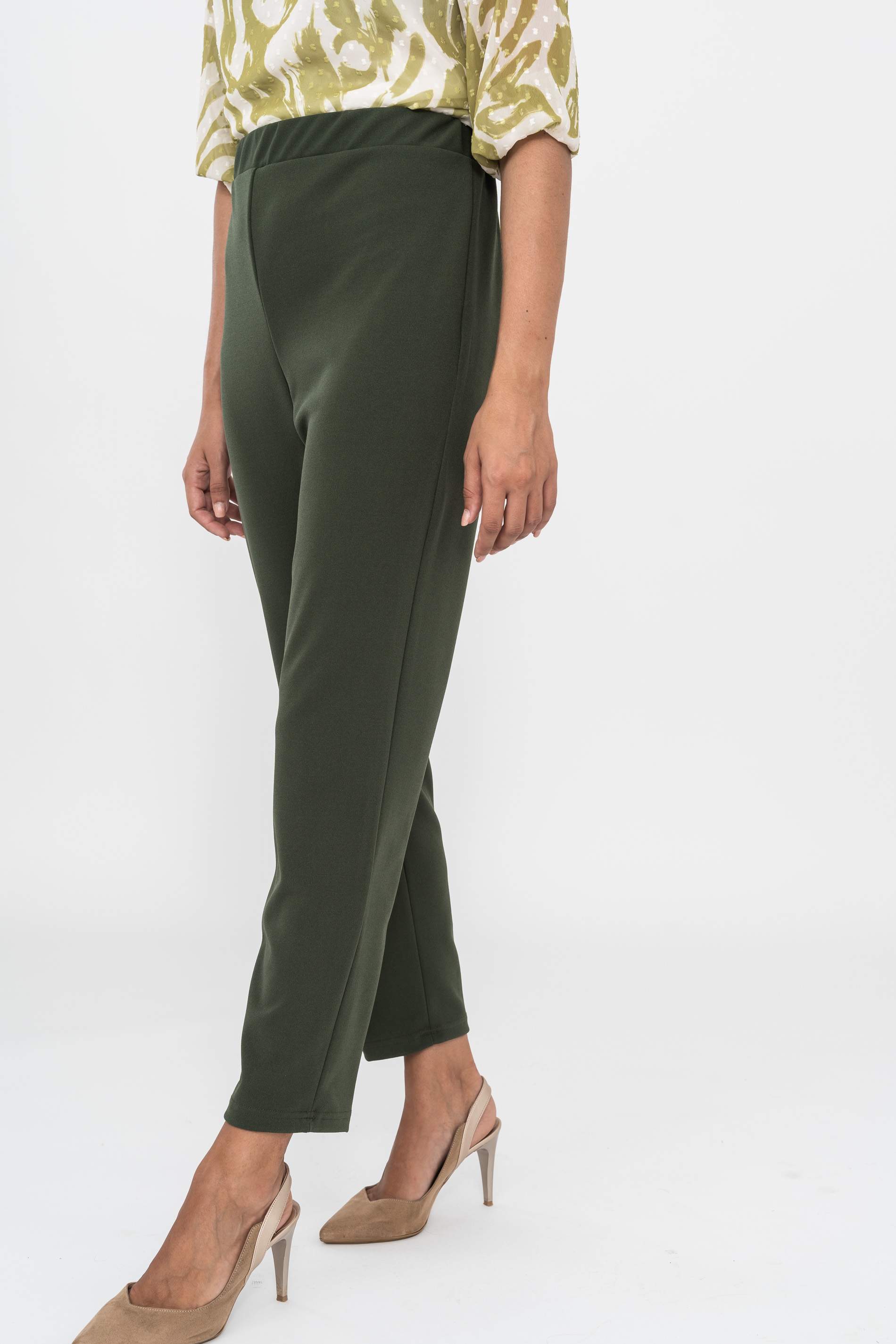 PANTALON PUNTO CREPE VUELTA KAKI