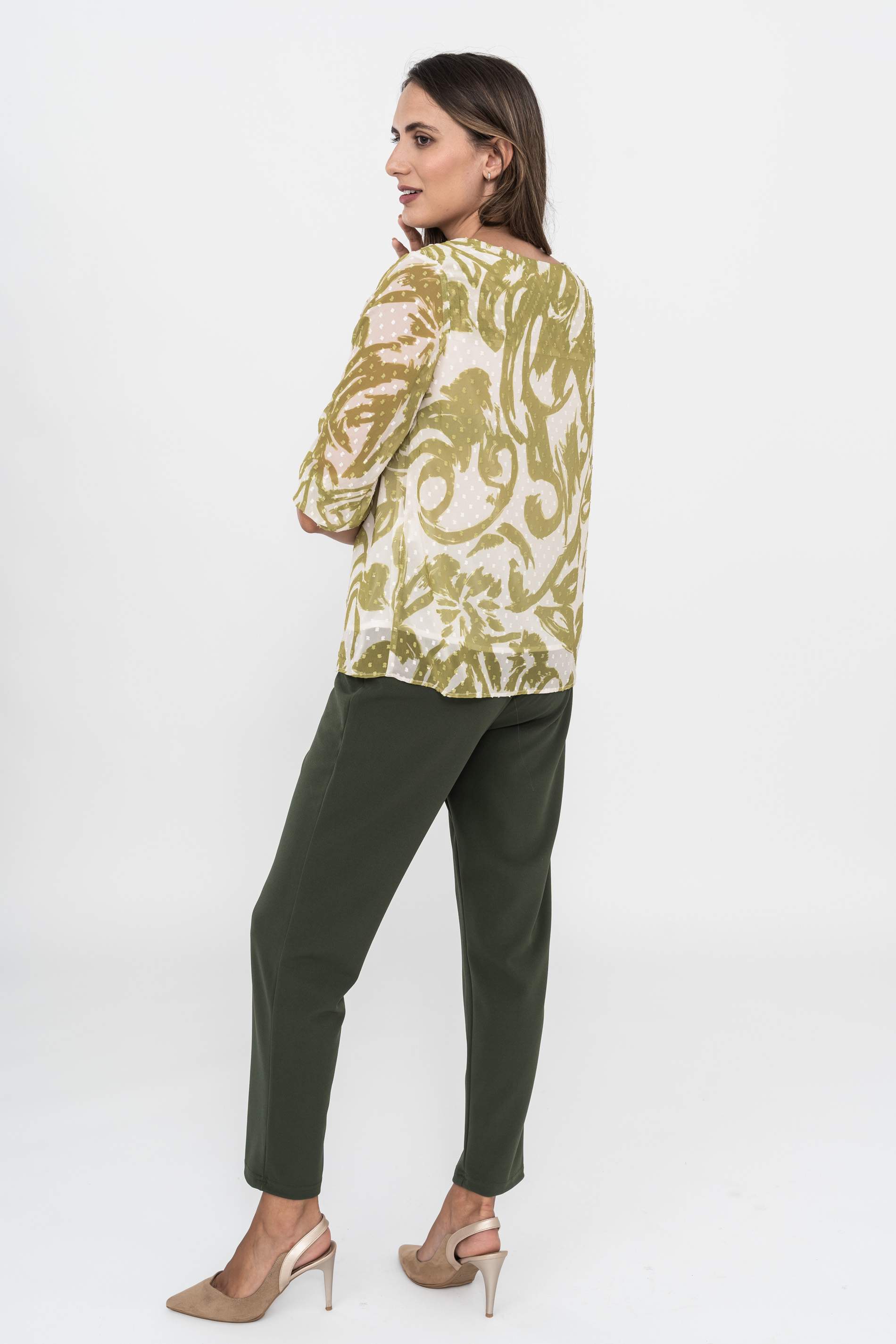 PANTALON PUNTO CREPE VUELTA KAKI