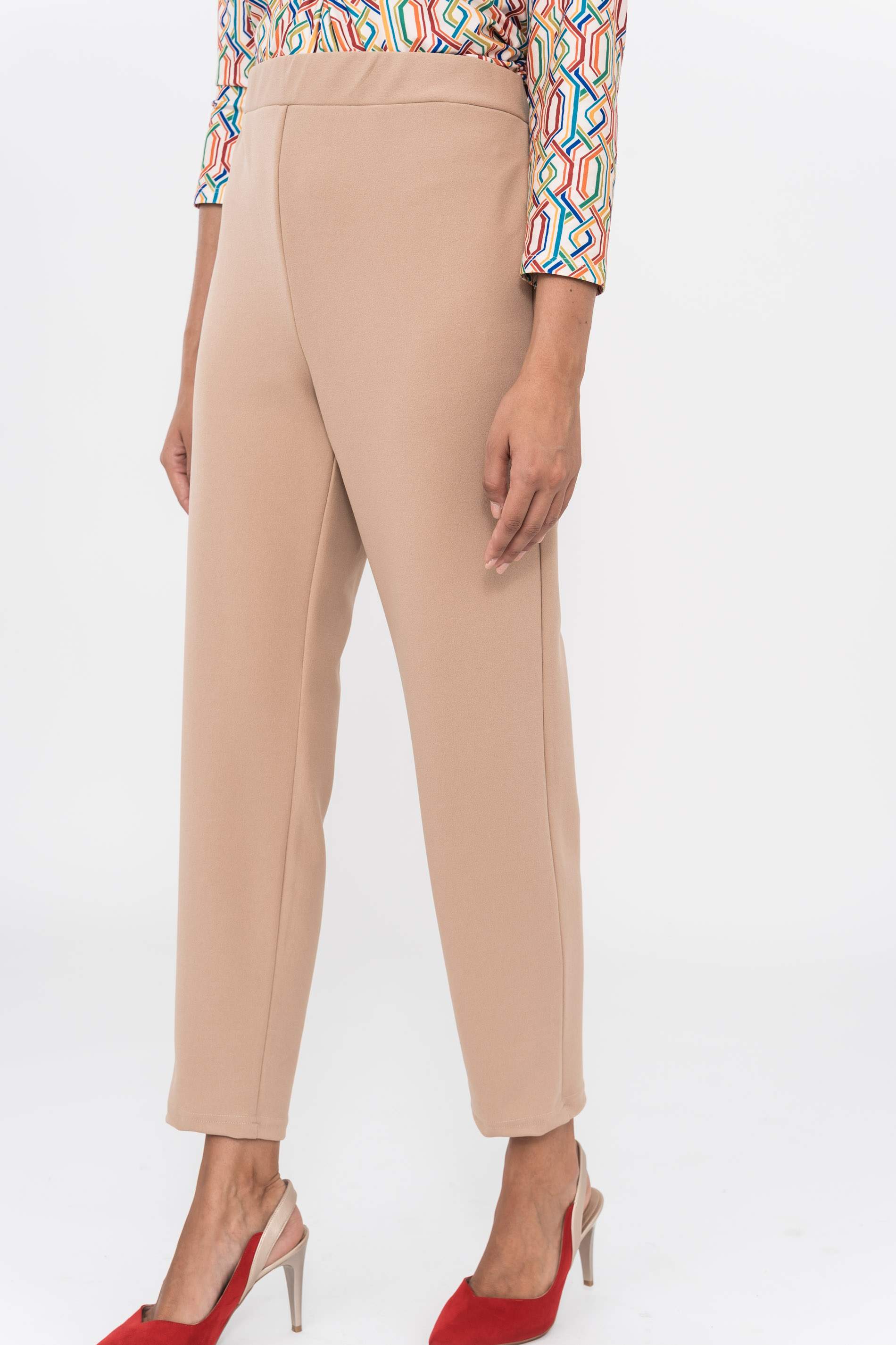 PANTALON PUNTO CREPE VUELTA BEIGE