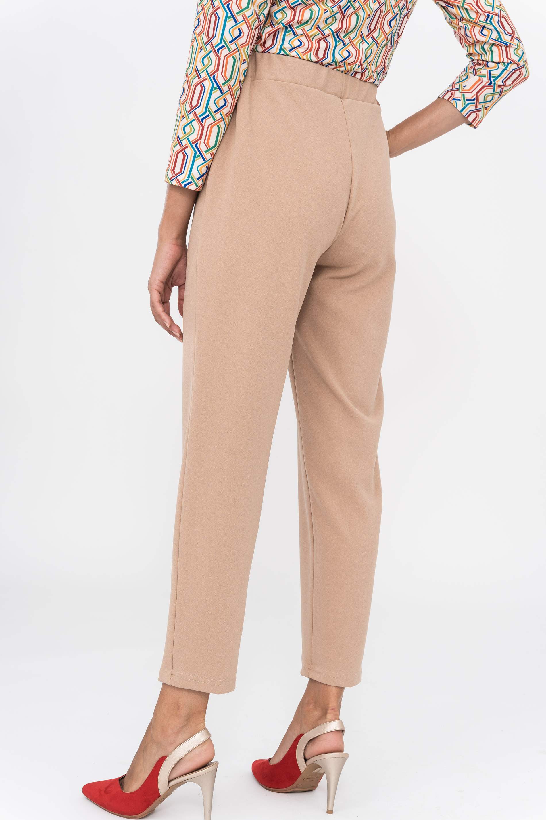 PANTALON PUNTO CREPE VUELTA BEIGE