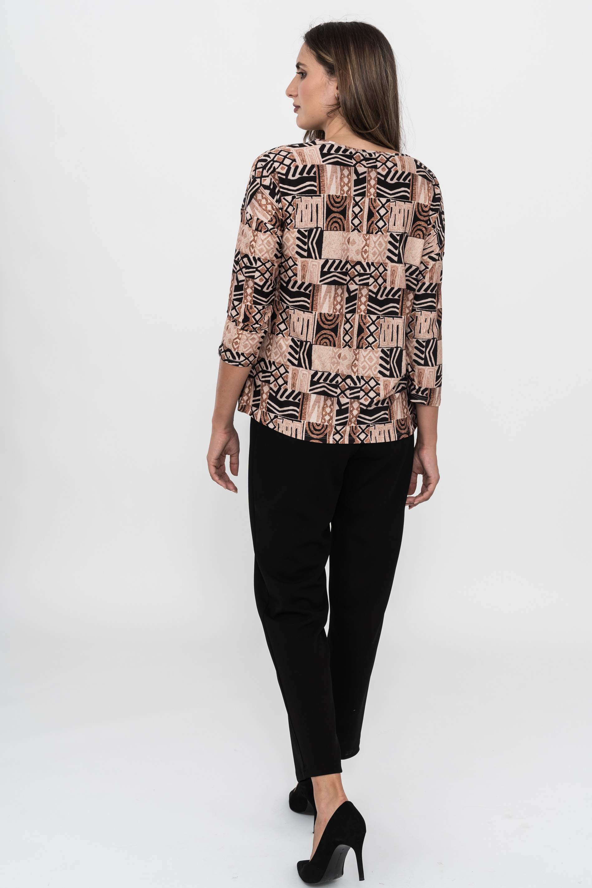 PANTALON PUNTO CREPE VUELTA NEGRO