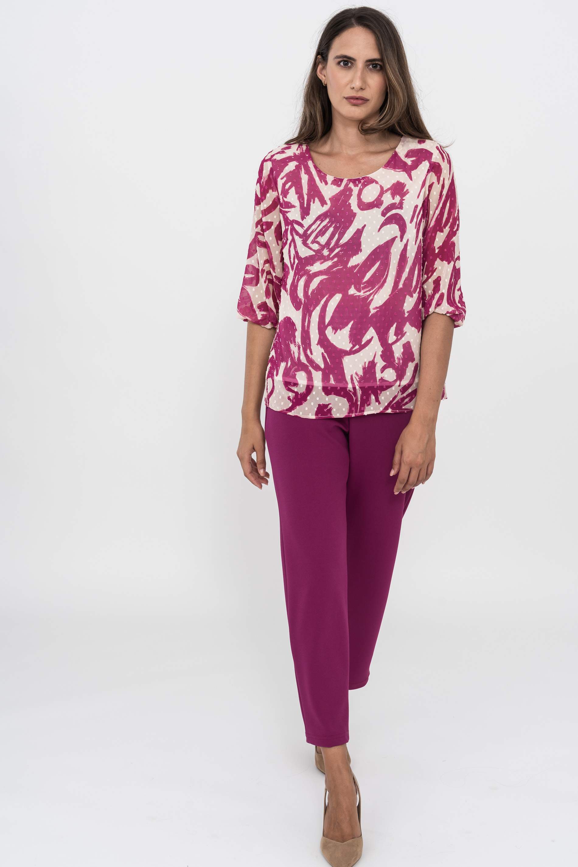 PANTALON PUNTO CREPE VUELTA BUGANVILLA