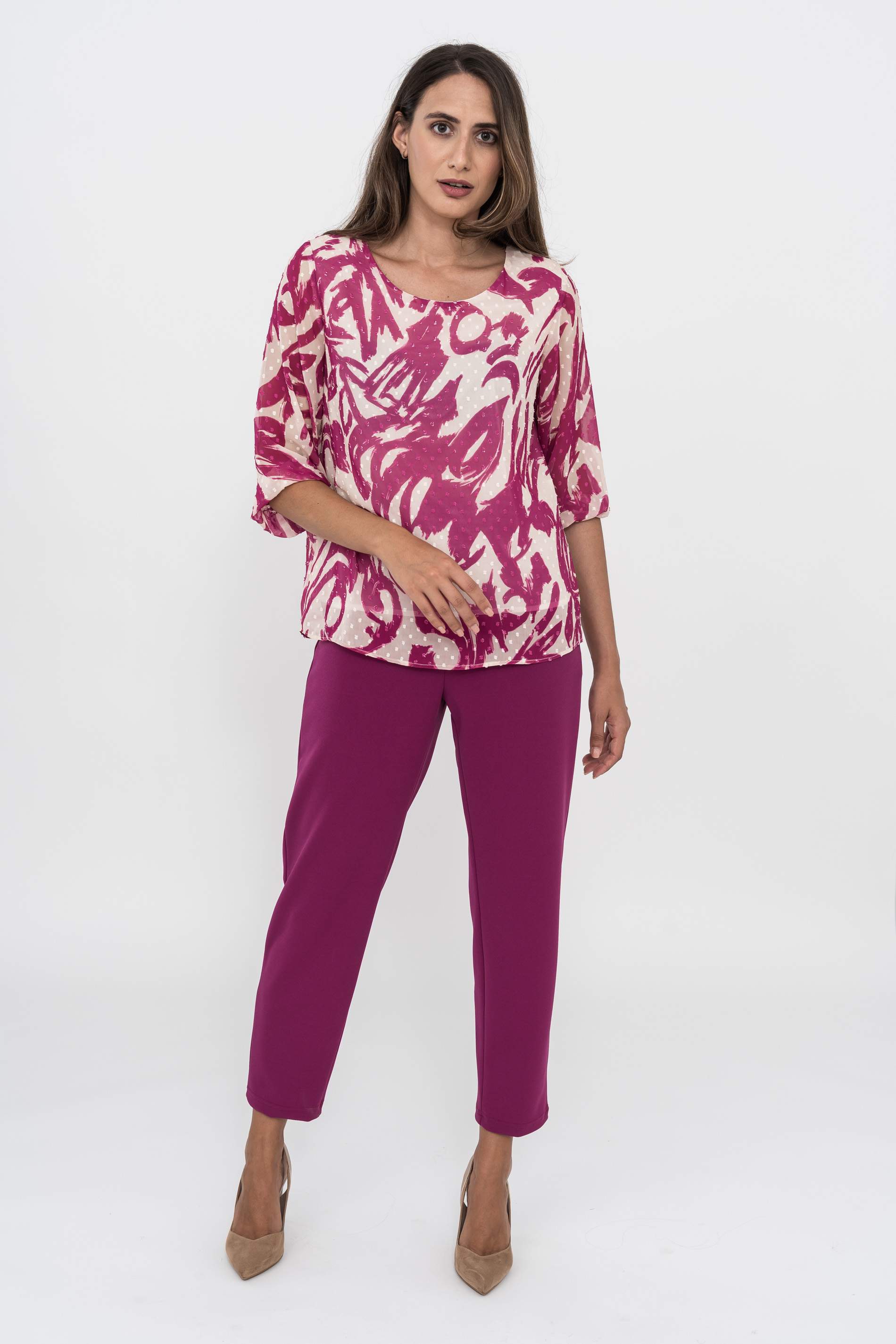 PANTALON PUNTO CREPE VUELTA BUGANVILLA