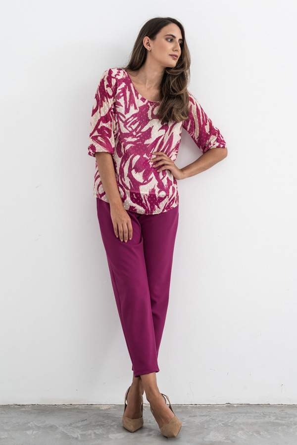 PANTALON PUNTO CREPE VUELTA BUGANVILLA