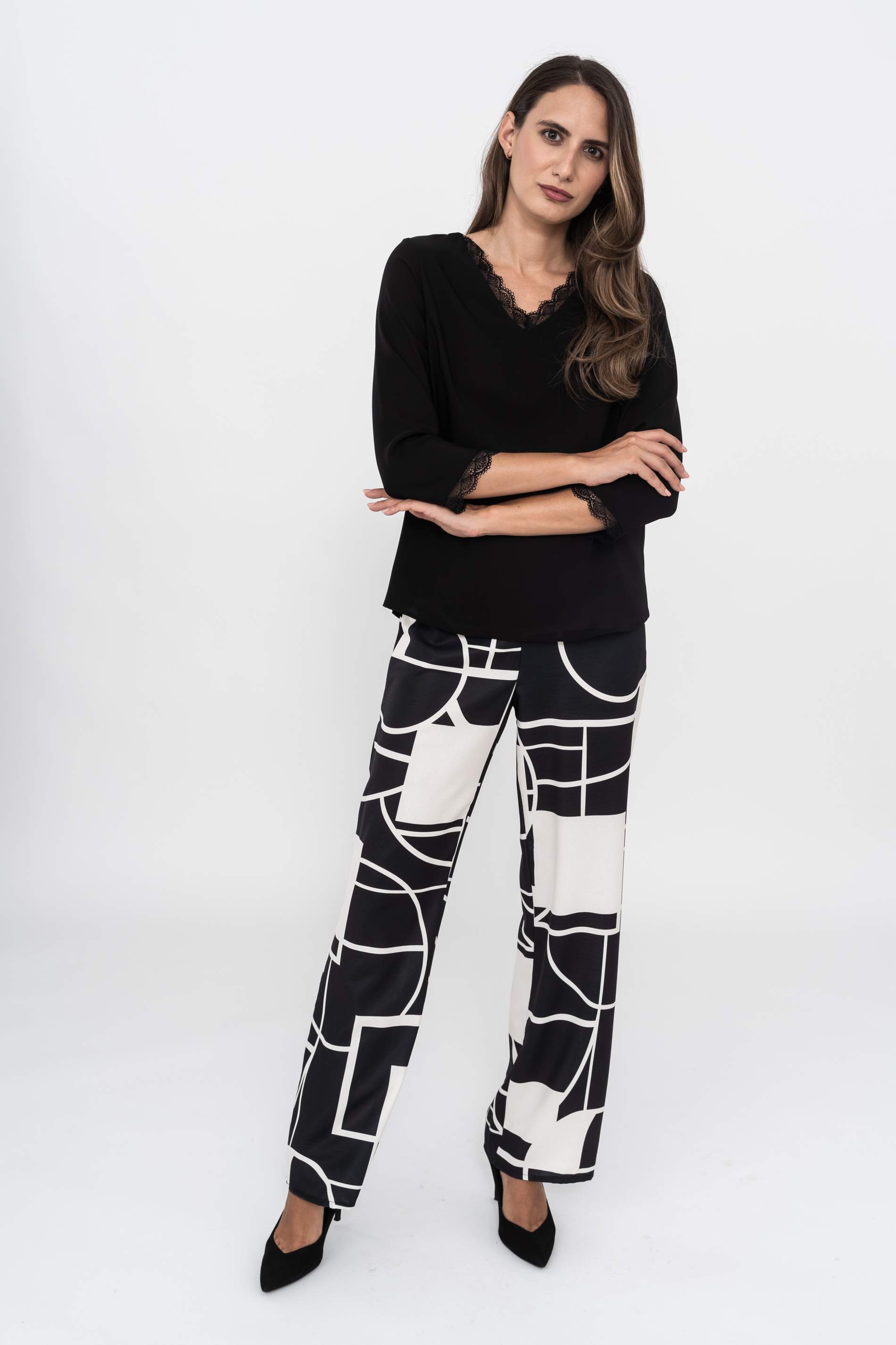 PANTALON BICOLOR GEOMETRICO