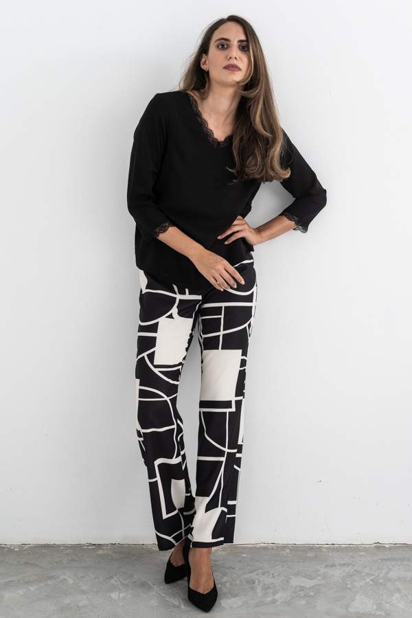 PANTALON BICOLOR GEOMETRICO