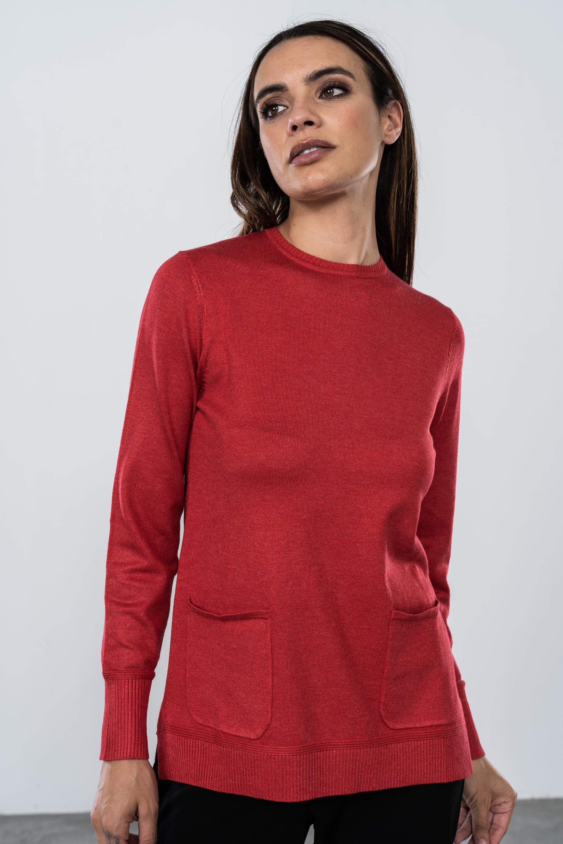 JERSEY CUELLO CAJA BOLSILLOS ROJO