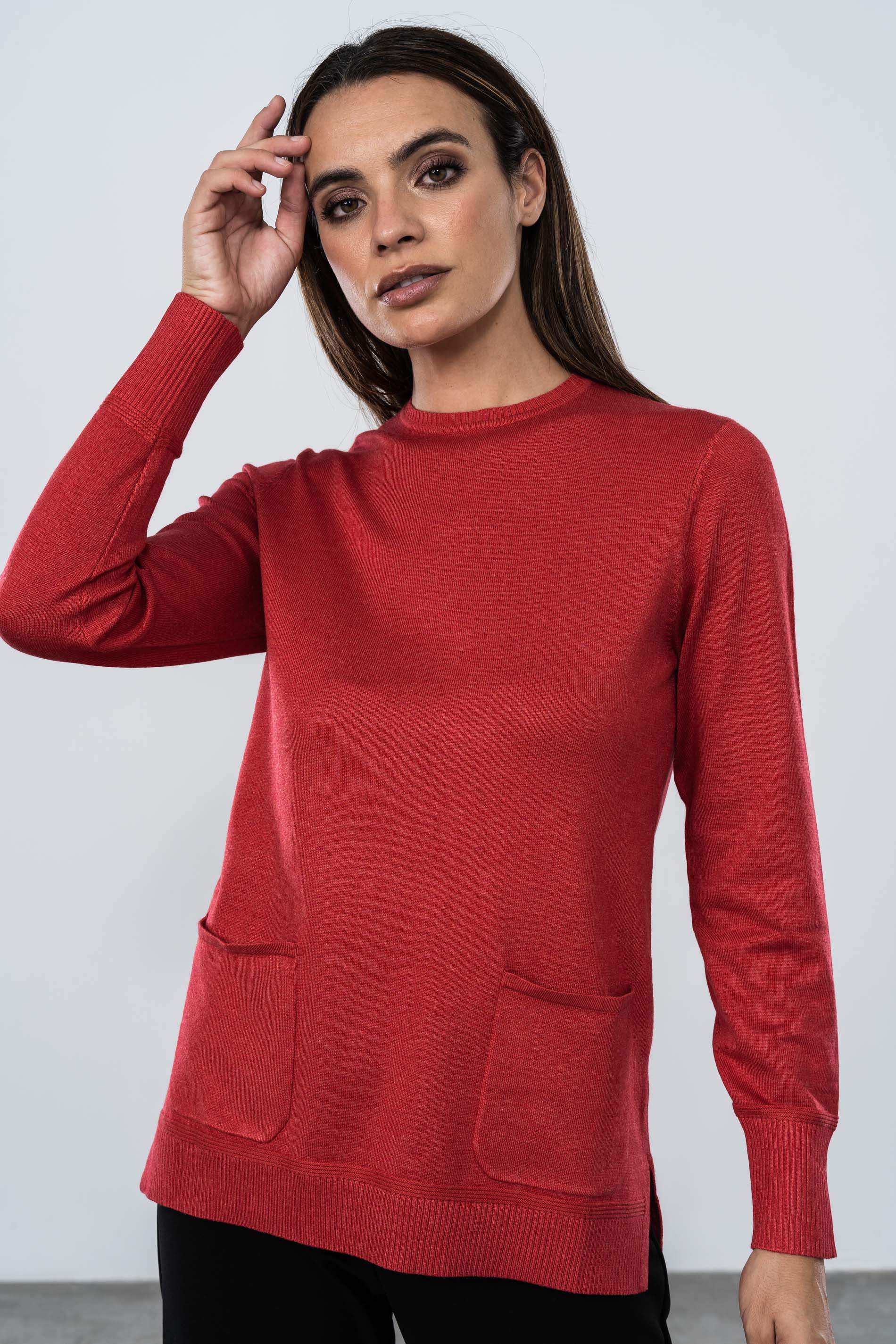 JERSEY CUELLO CAJA BOLSILLOS ROJO