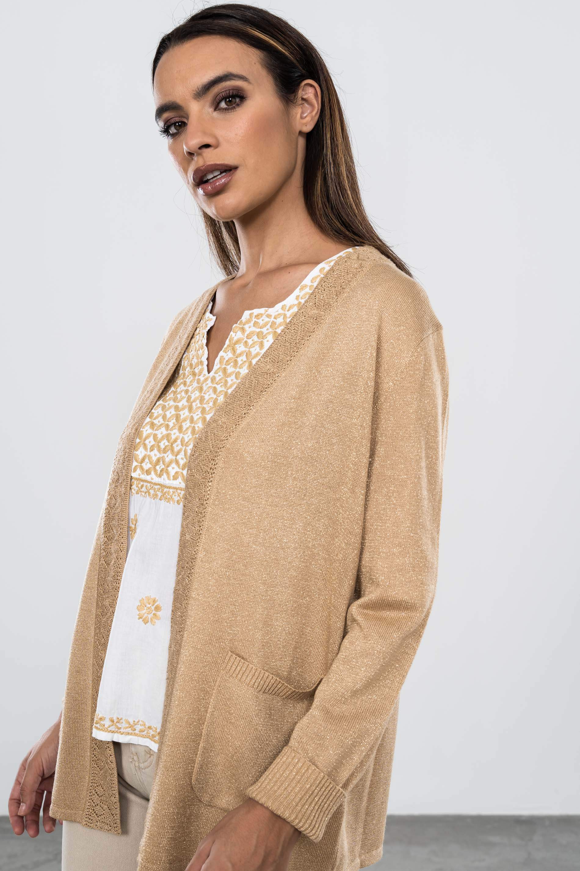CHAQUETA LUREX CALADOS BEIGE