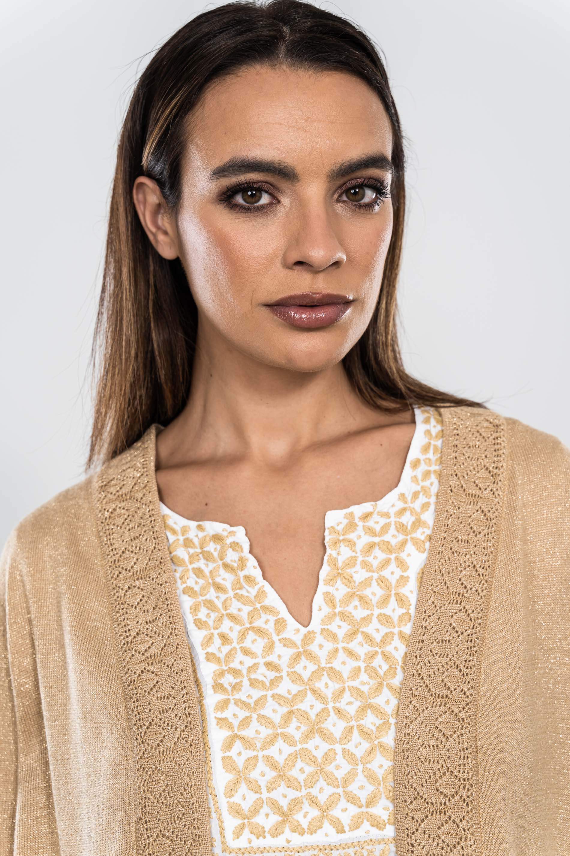 CHAQUETA LUREX CALADOS BEIGE