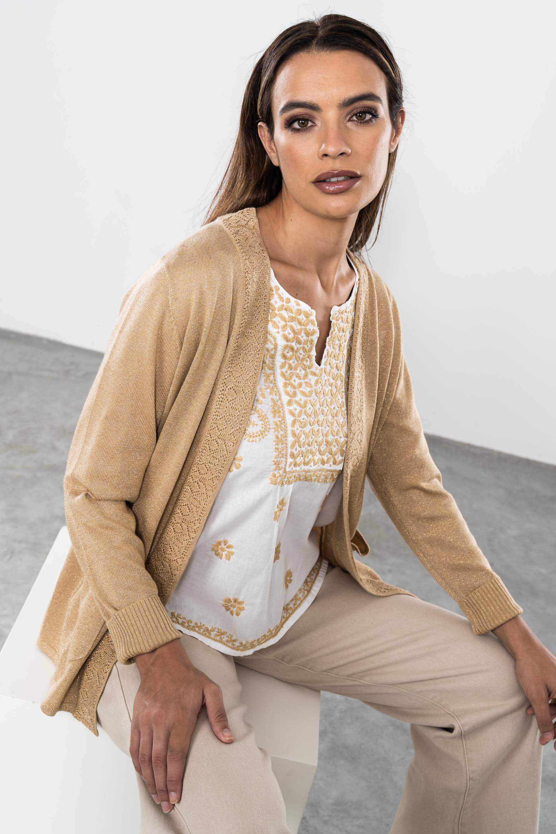 CHAQUETA LUREX CALADOS BEIGE