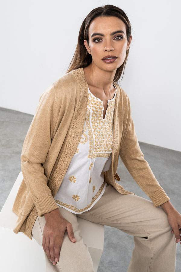 CHAQUETA LUREX CALADOS BEIGE