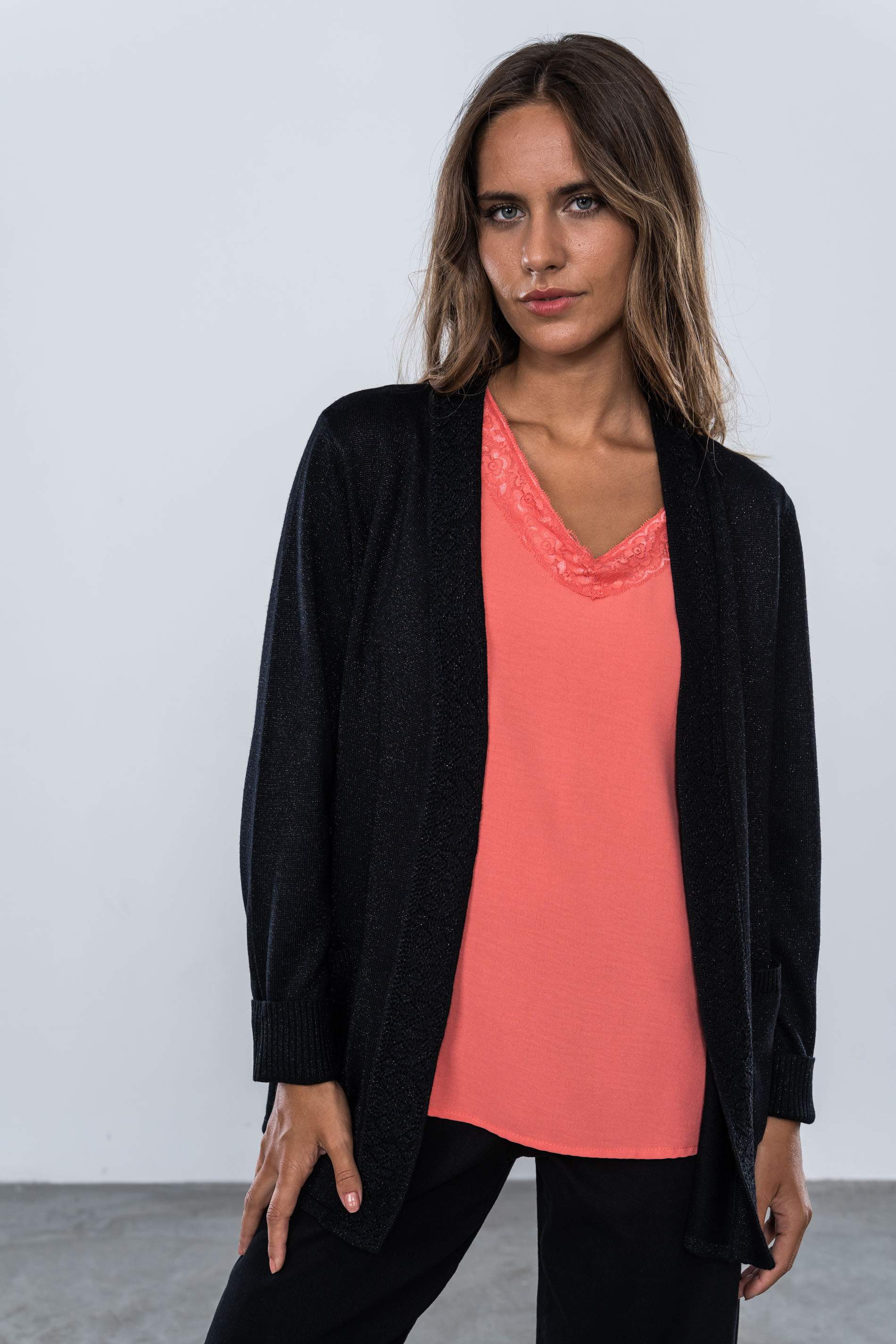 CHAQUETA LUREX CALADOS NEGRO