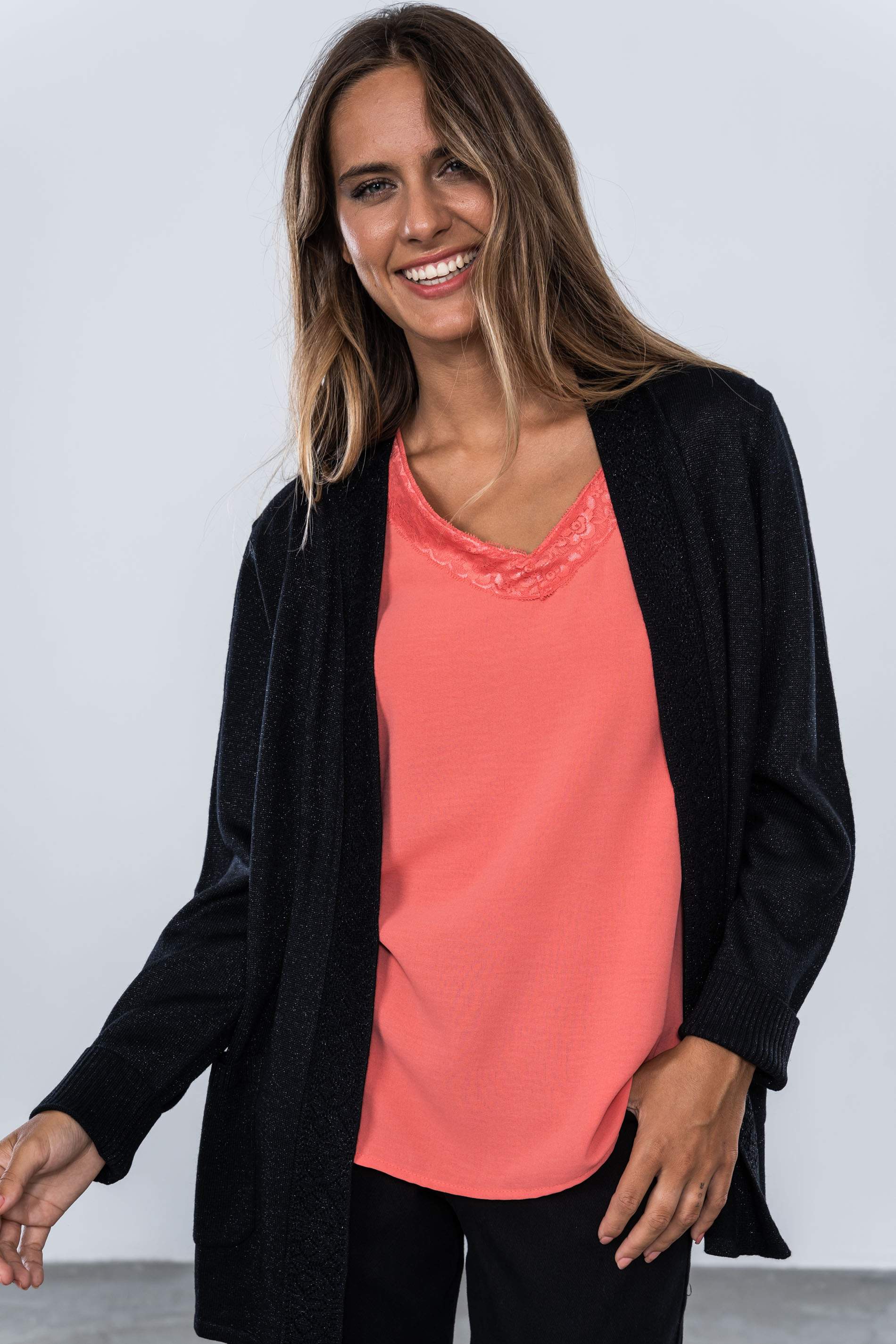 CHAQUETA LUREX CALADOS NEGRO