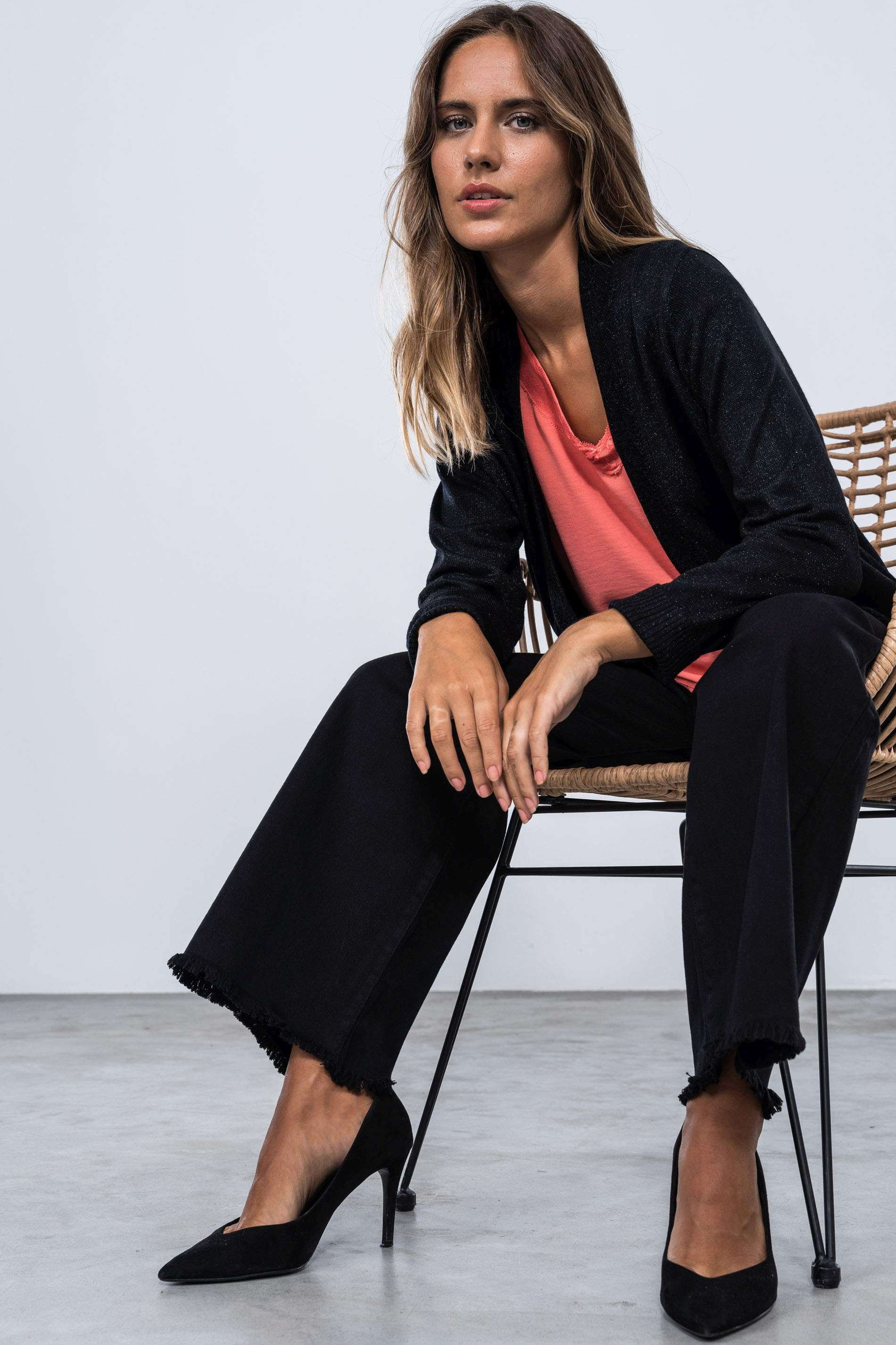 CHAQUETA LUREX CALADOS NEGRO