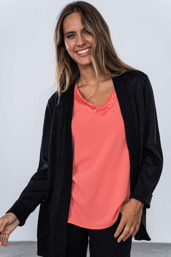 CHAQUETA LUREX CALADOS NEGRO